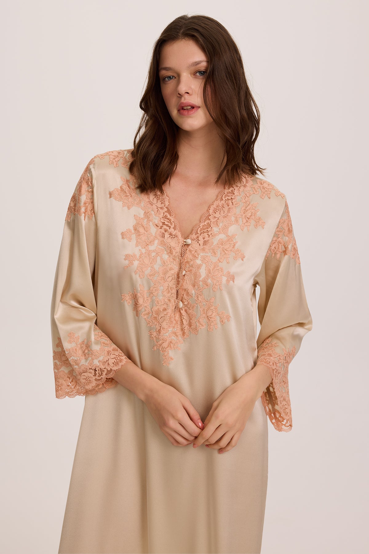 Sia Şampanya İpeği Kaftan Elbise