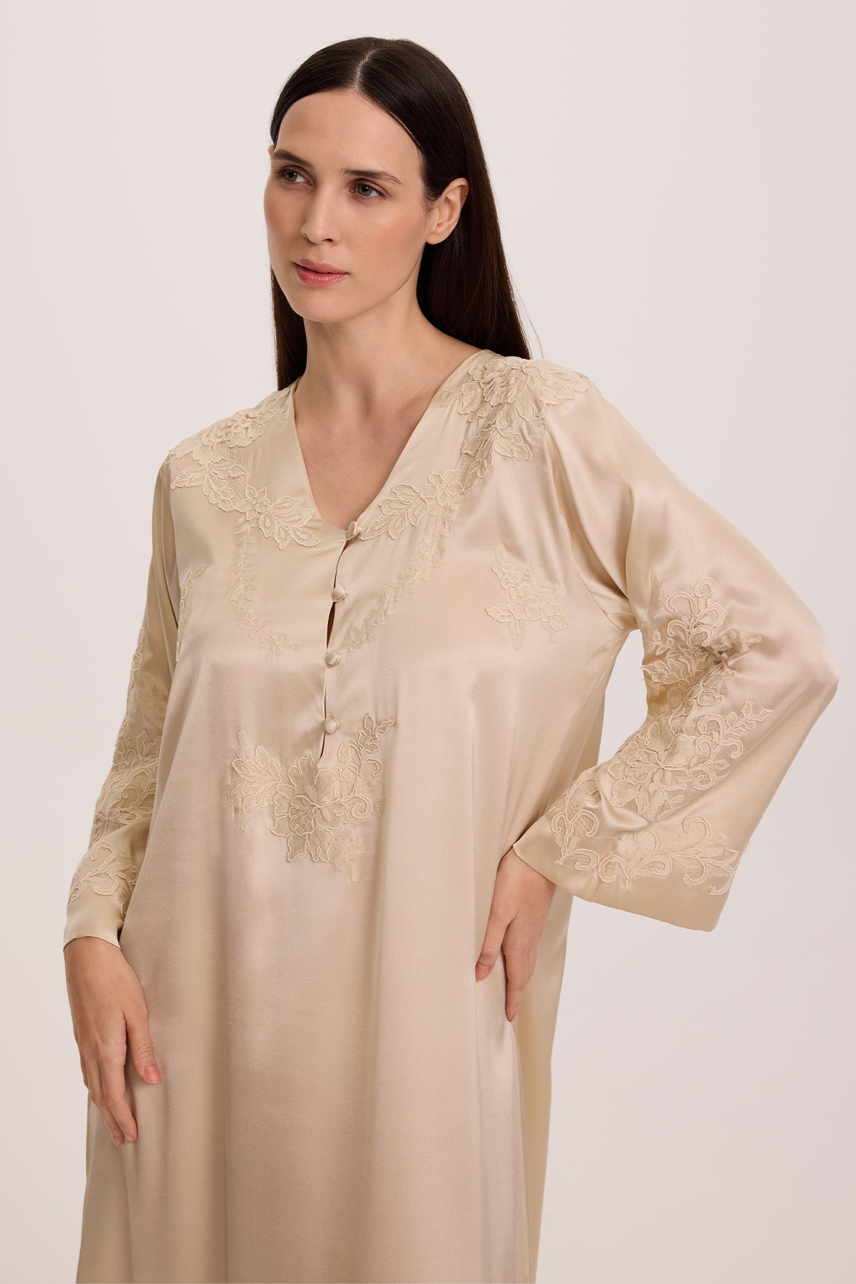 Sia Kum İpeği Kaftan Elbise