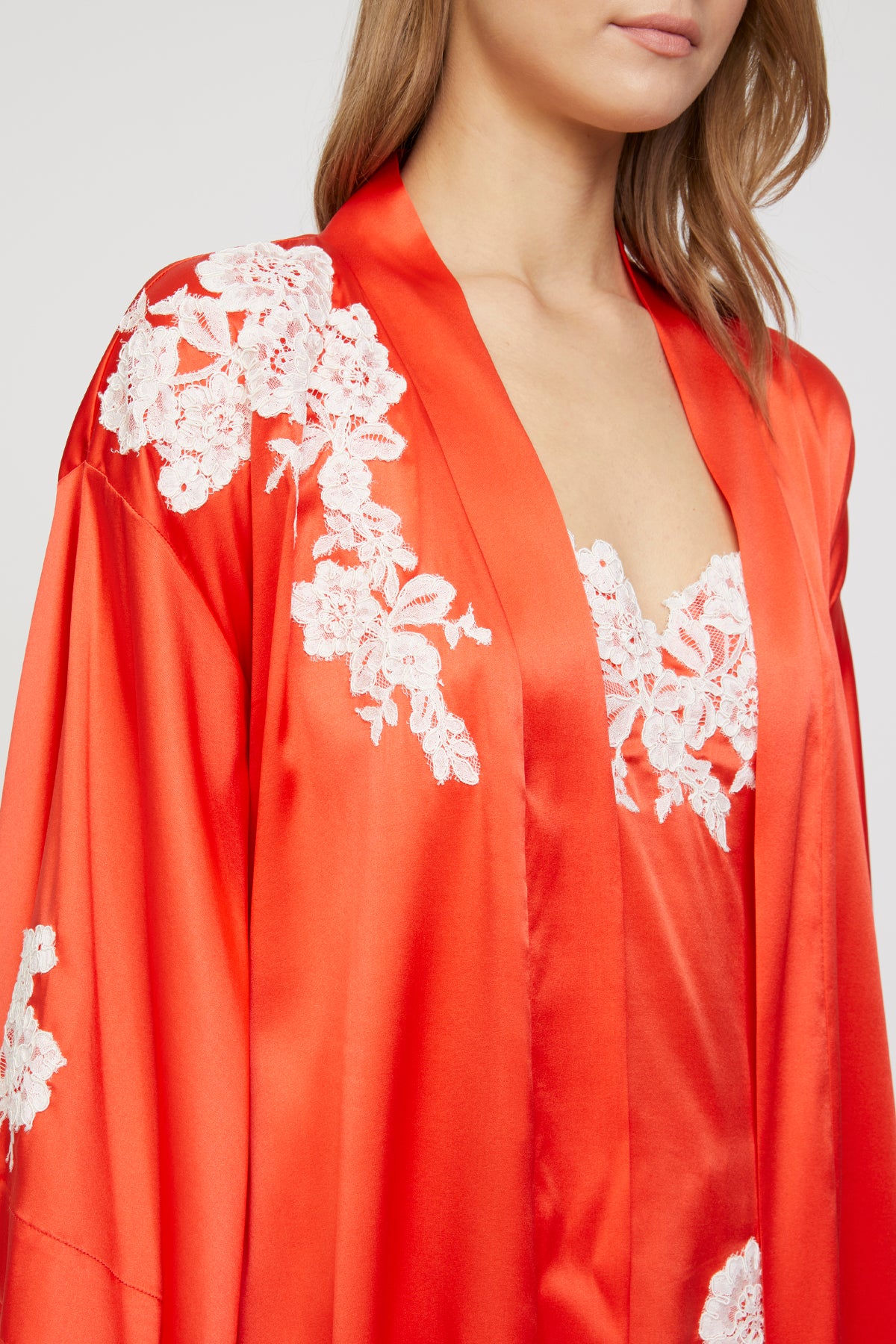 Amore Sunset Coral Pure Silk Camisole Set