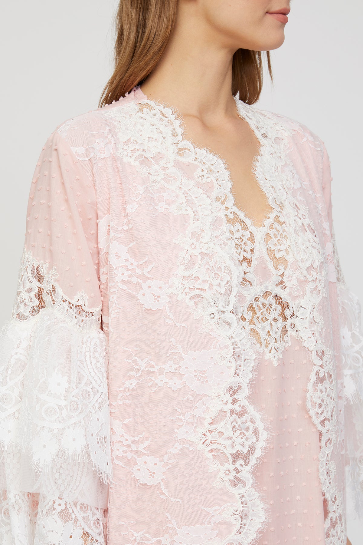 Estee Soft Pink Dotted Nightgown and Robe