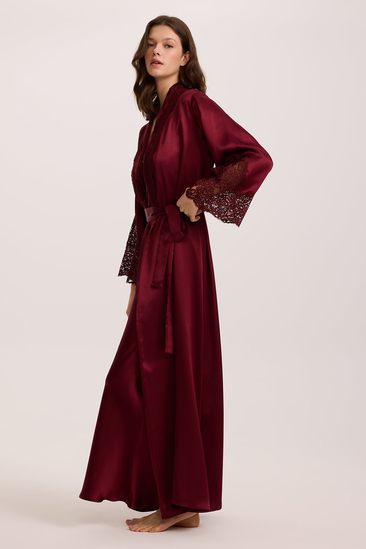 Amaranth Night Silk Nightgown and Robe