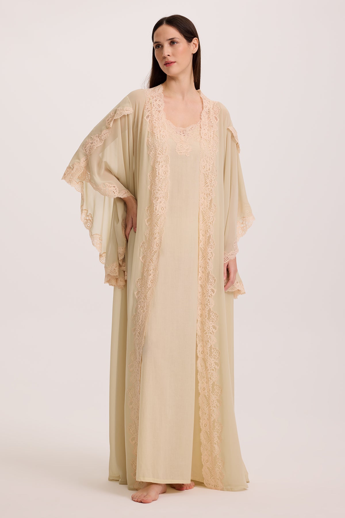 Dew Cotton-Voile Nightgown and Chiffon Robe