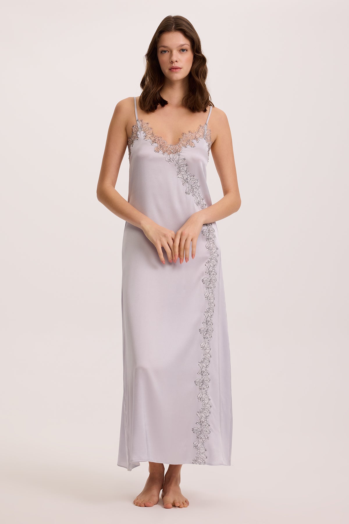 Bloom Mist Long Silk Nightgown and Robe
