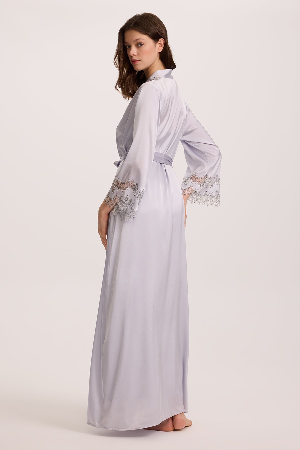 Bloom Mist Long Silk Nightgown and Robe
