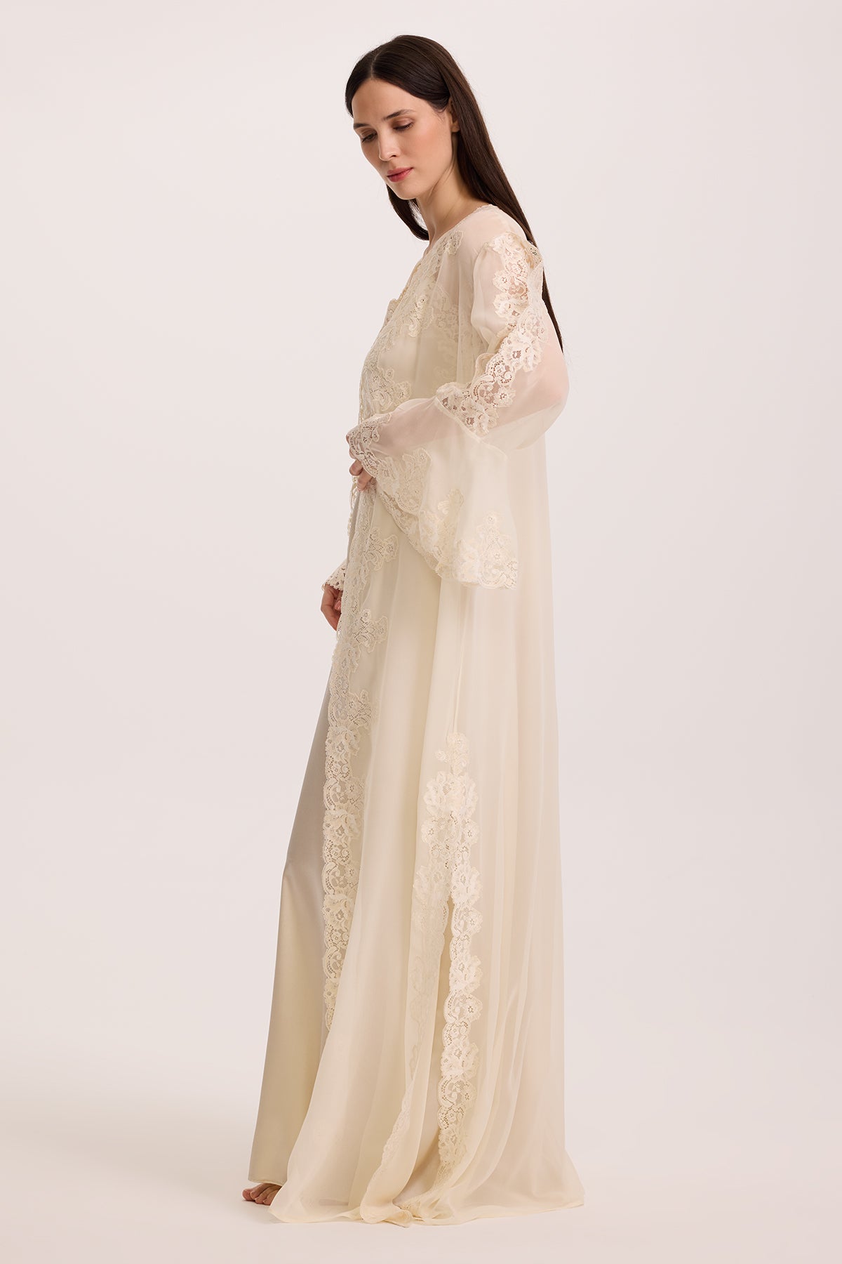 Jade Ivory Silk Nightgown and Silk Georgette Robe
