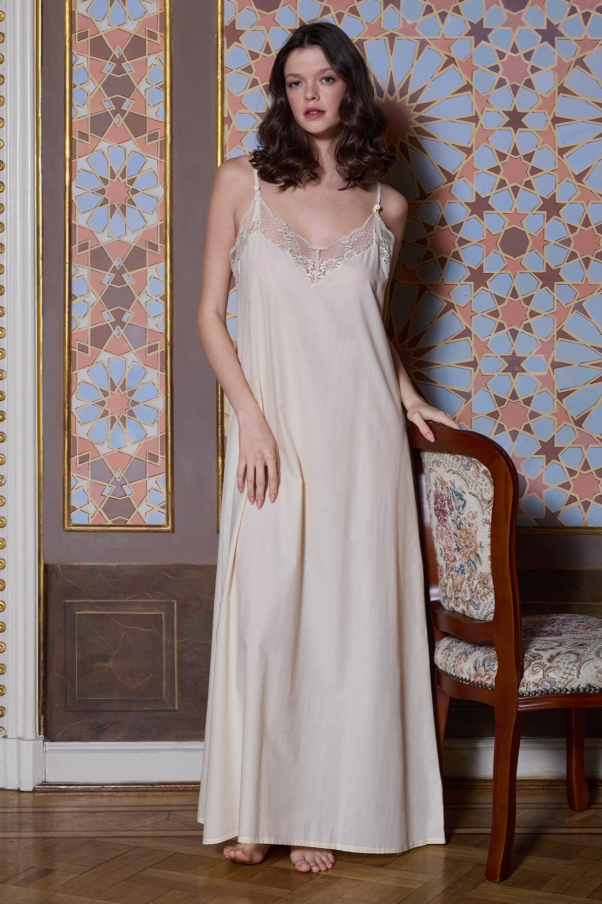 Mocha Ivory Cotton Nightgown & Robe
