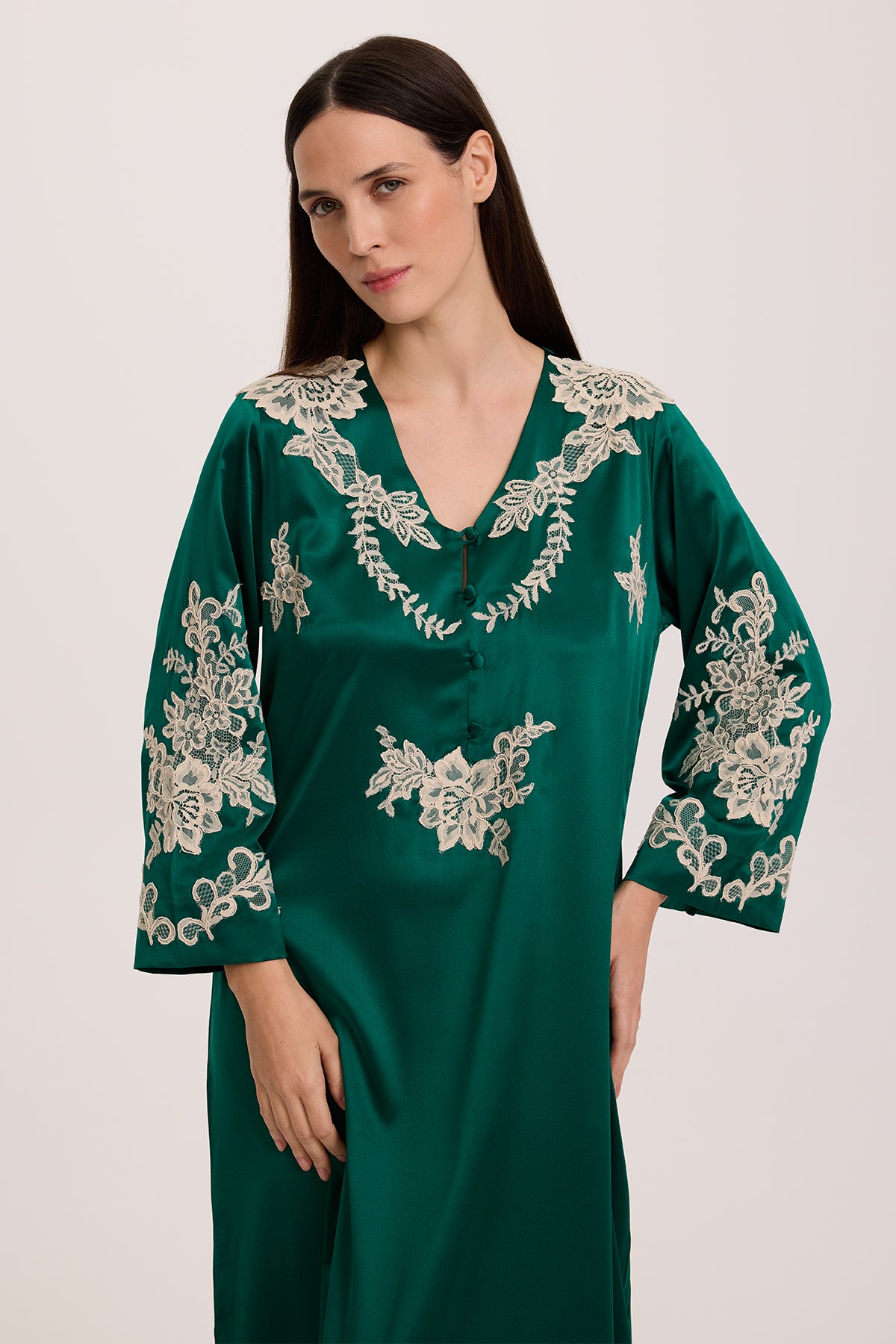 Sia Emerald İpek Kaftan Elbise
