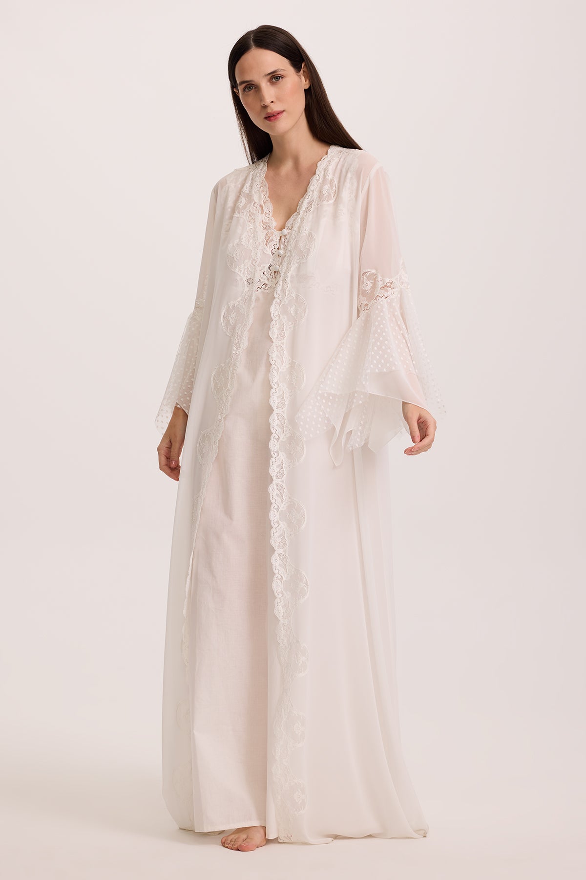 Lullaby Cotton Nightgown with Chiffon Robe