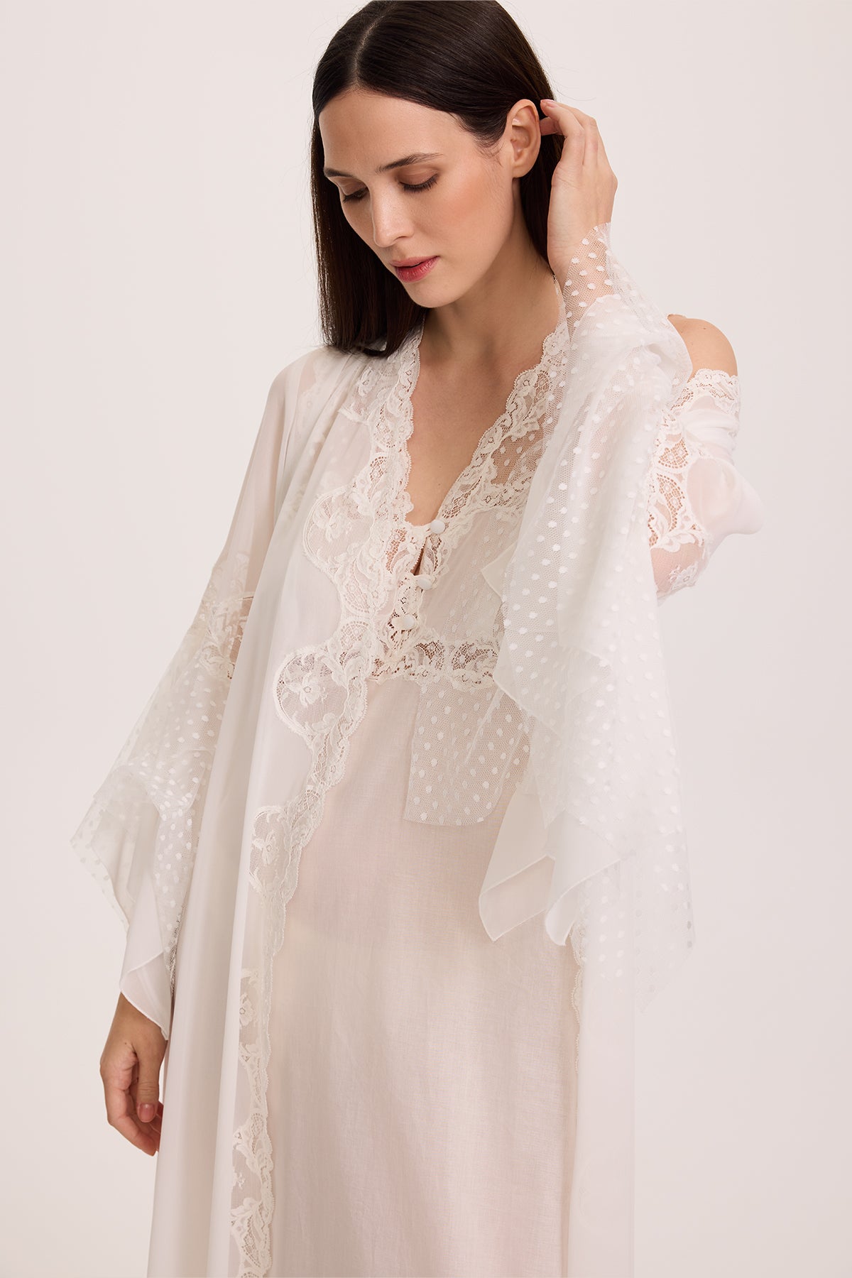 Lullaby Cotton Nightgown with Chiffon Robe