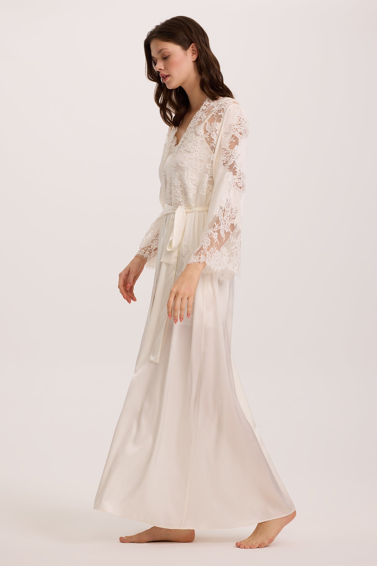 Bianco Silk Nightie and Long Robe