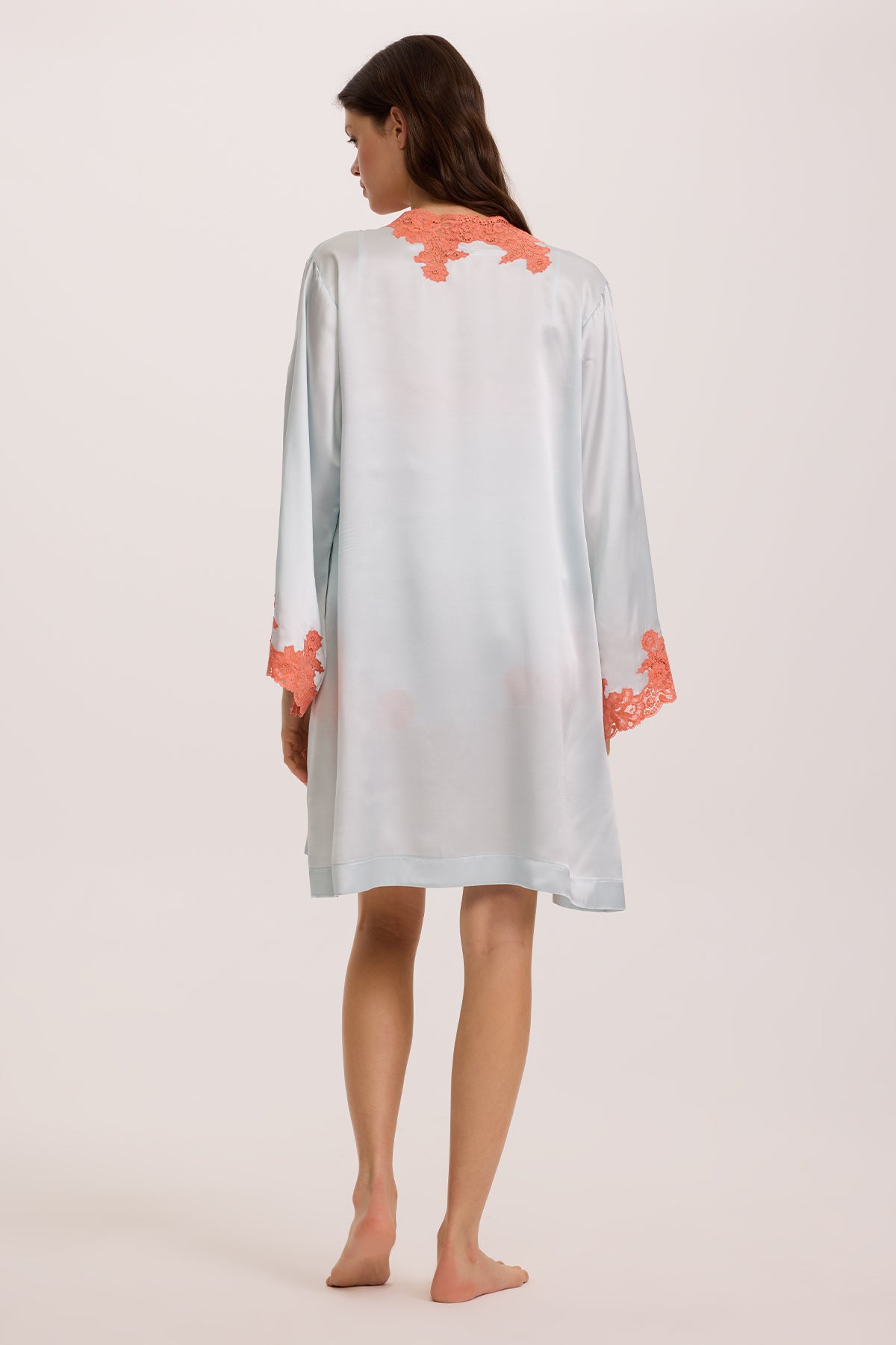 Aqua Coral Camisole & Shorts with Short Robe