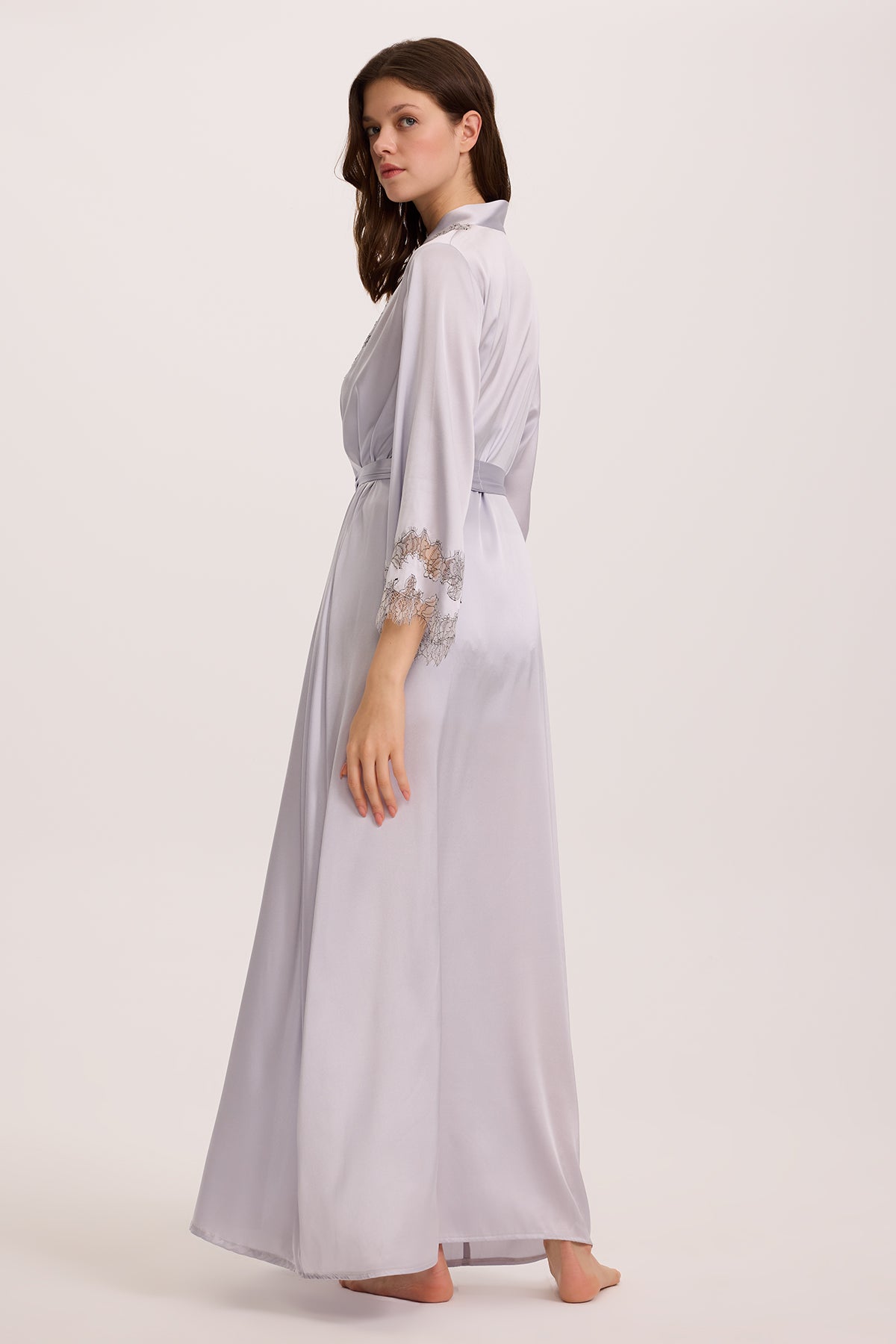 Bloom Mıst Sılk Shorts & Camısol wıth Long Robe