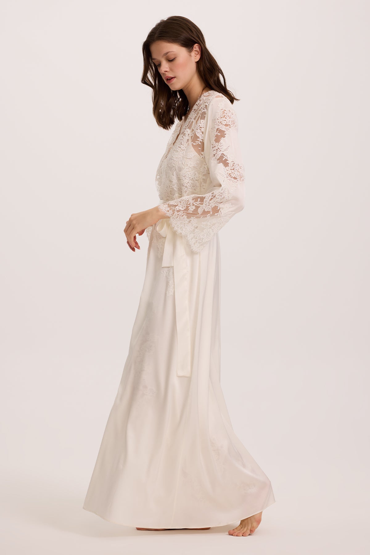 Bianco Silk Long Nightgown and Robe