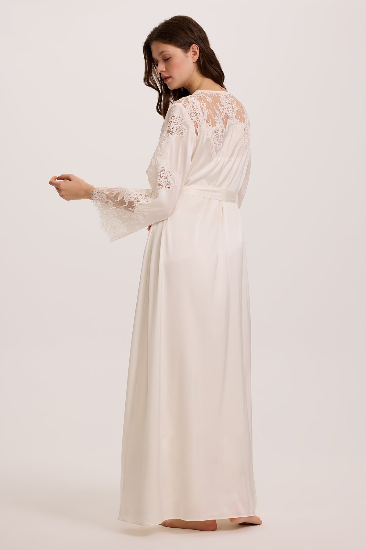 Bianco Silk Long Nightgown and Robe