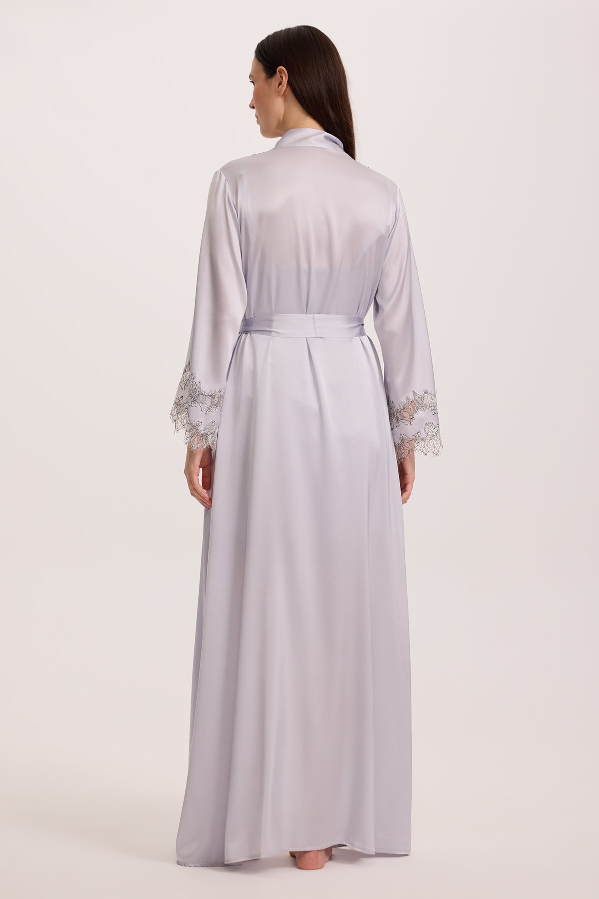 Bloom Mist Silk Nightie with Long Robe
