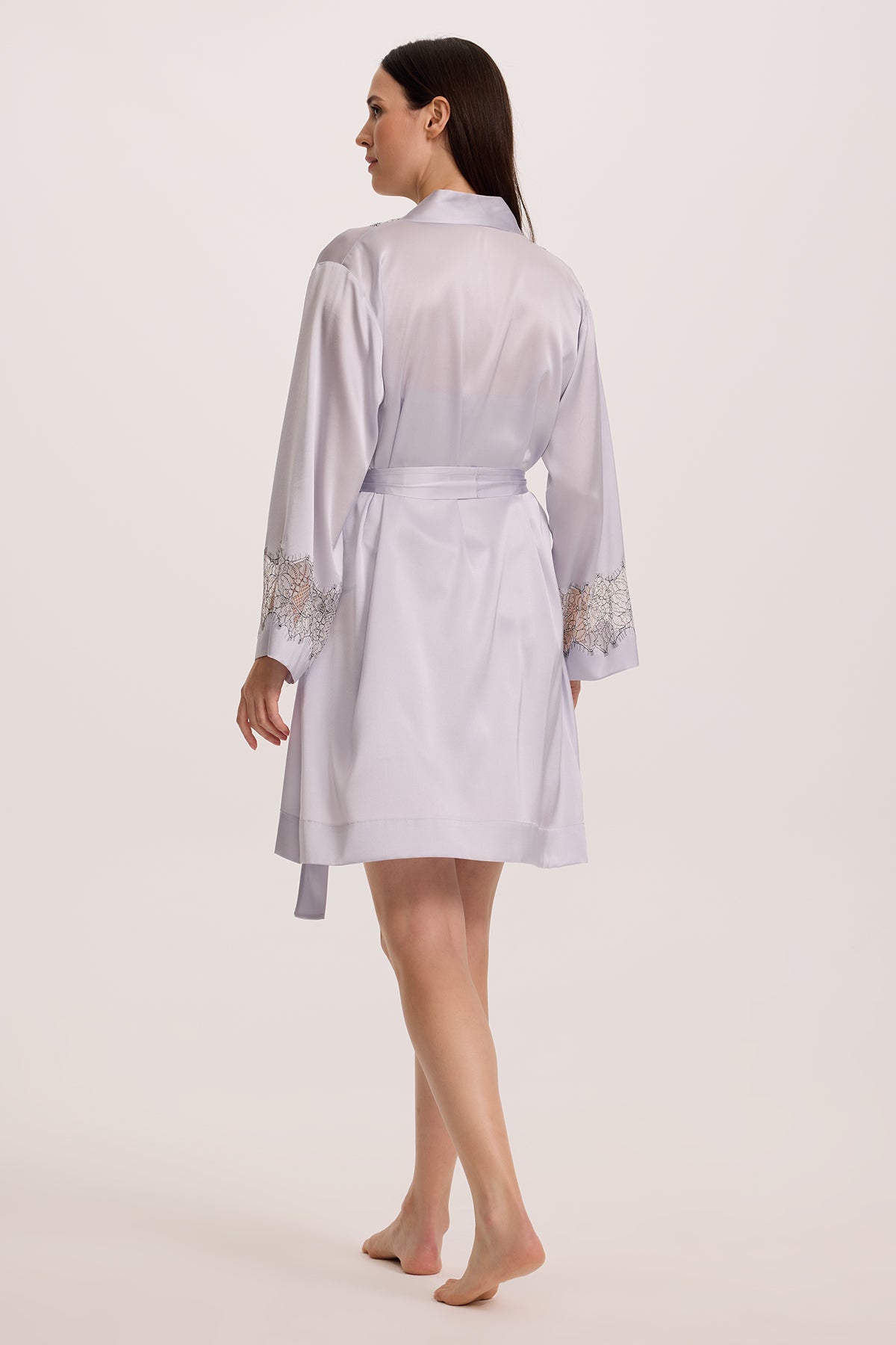 Bloom Mist Silk Nightie with Short Robe