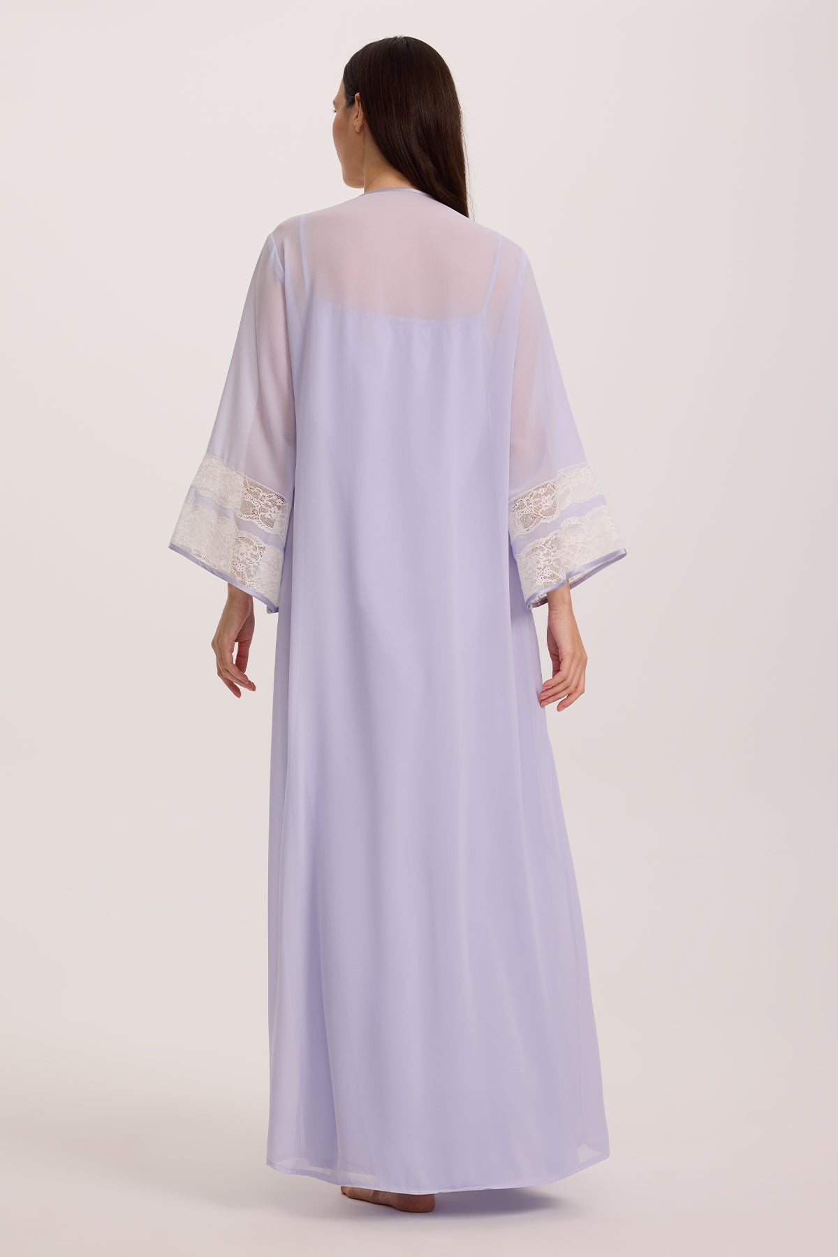 Cloud Pastel Lilac Cotton Nightgown with Chiffon Robe