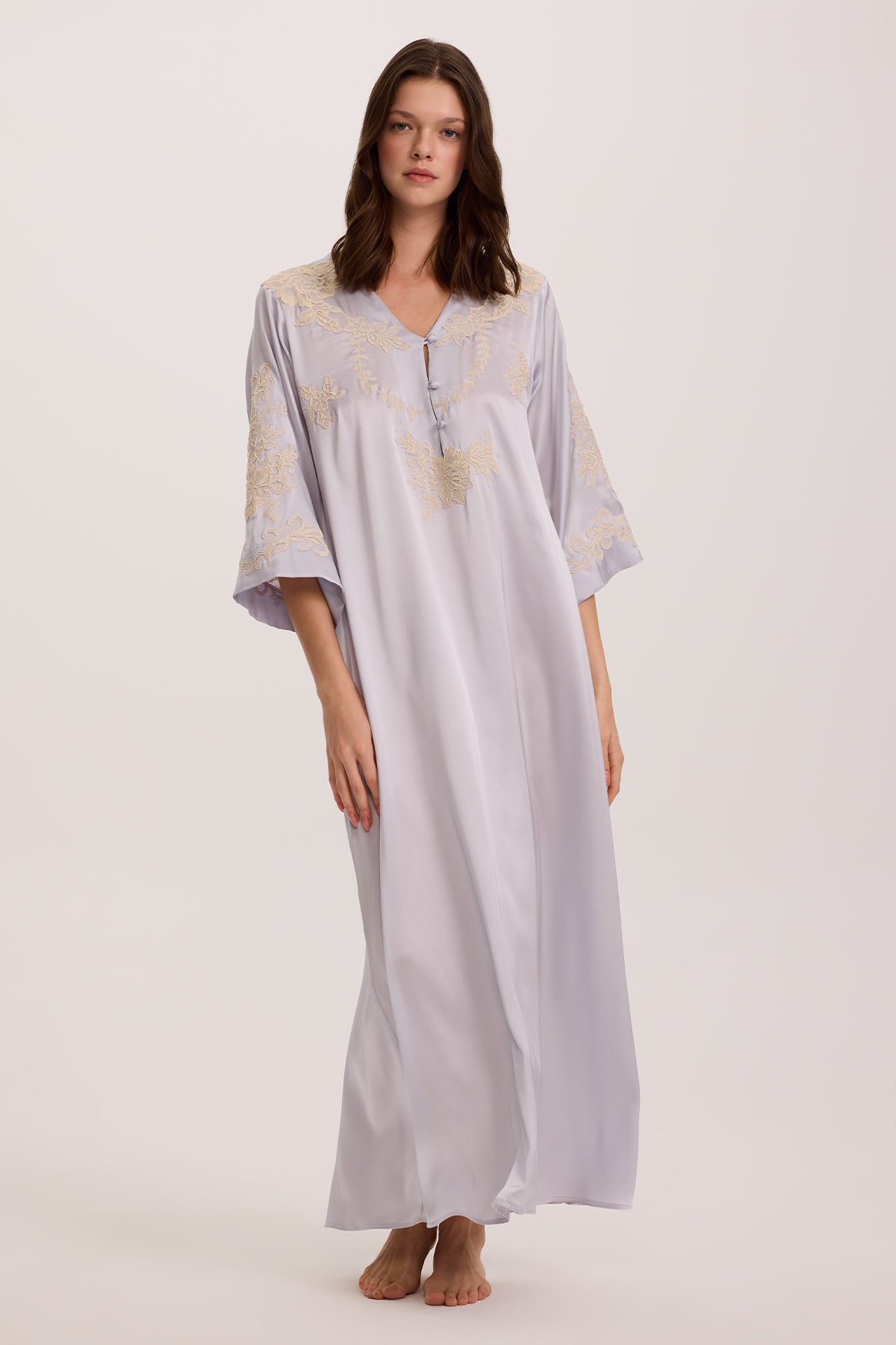 Sia Lavanta İpek Kaftan Elbise