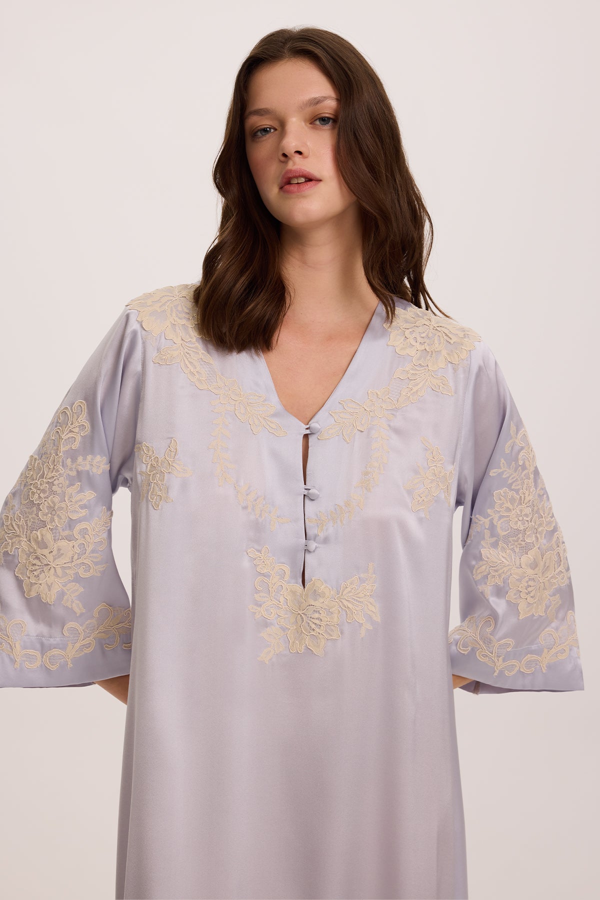 Sia Lavanta İpek Kaftan Elbise