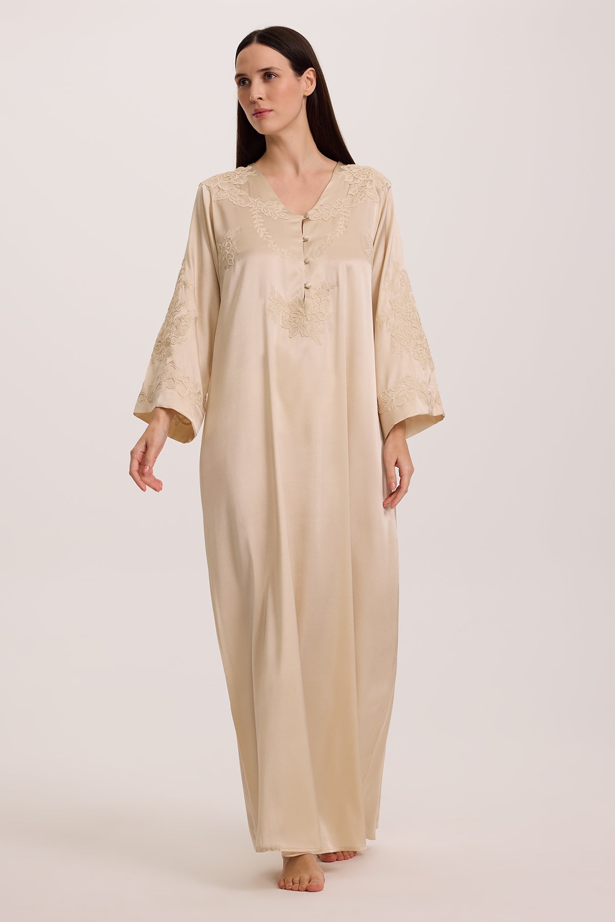Sia Kum İpeği Kaftan Elbise