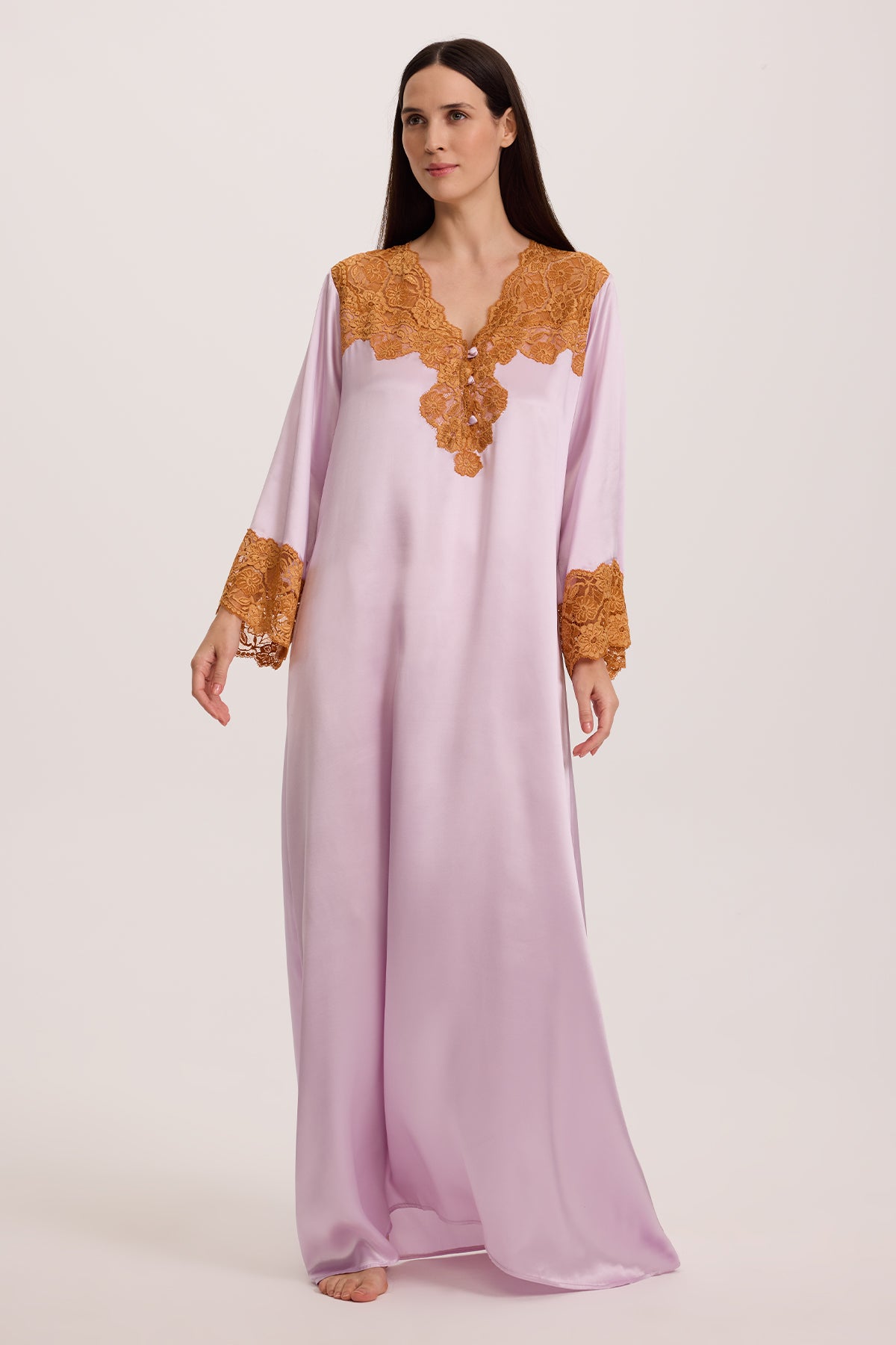 Sia Amethyst Silk Kaftan Gown