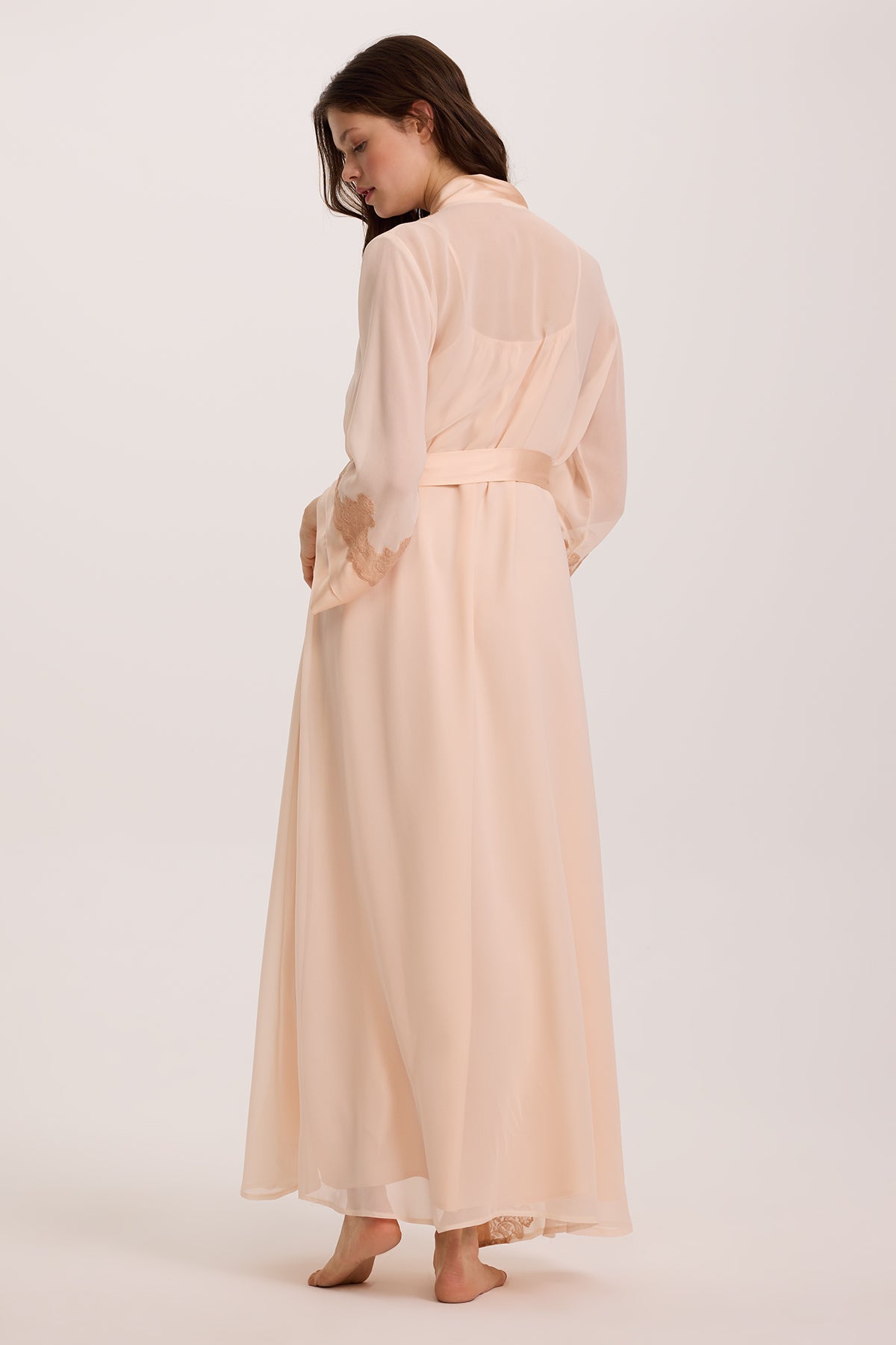 Regina Salmon Silk Nightgown and Robe