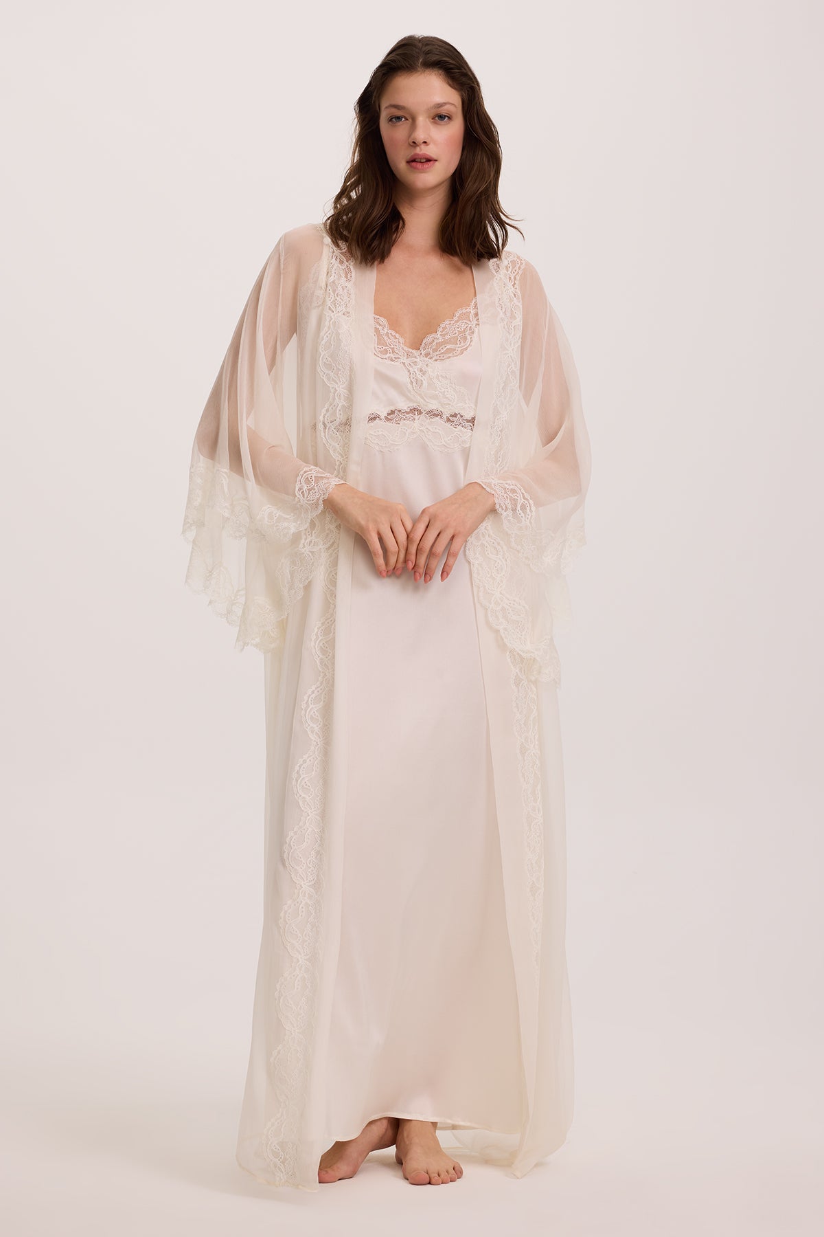 Ether Silk Nightgown and Crinkle Silk Chiffon Robe