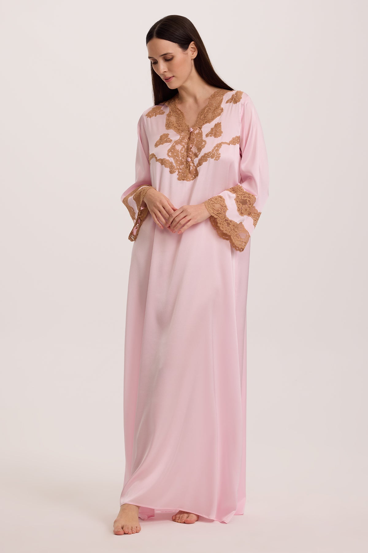Sia Blush Silk Kaftan Gown