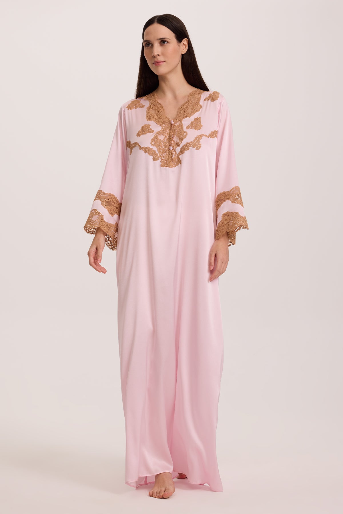 Sia Blush Silk Kaftan Gown