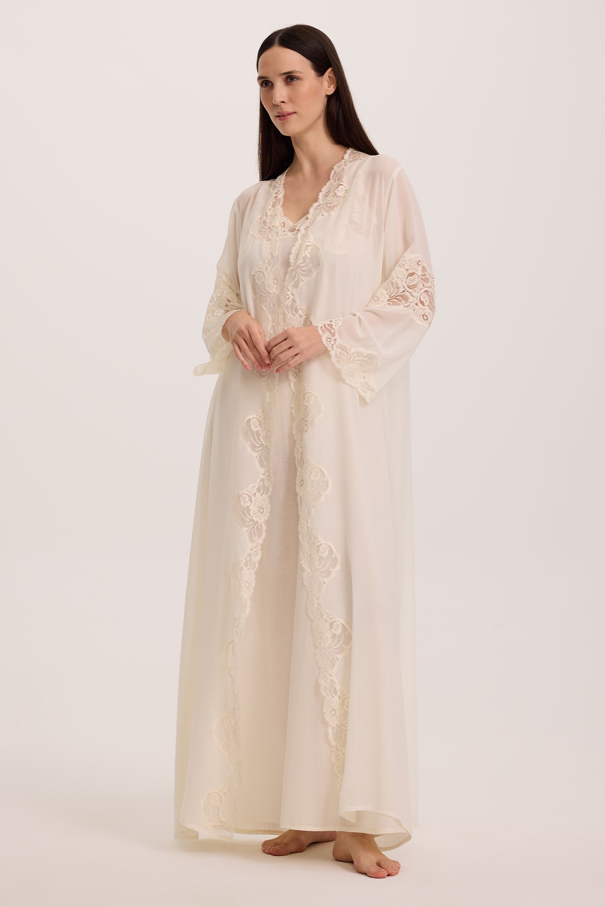 CIELO CREAM IVORY COTTON- VOILE-CHIFFON SET