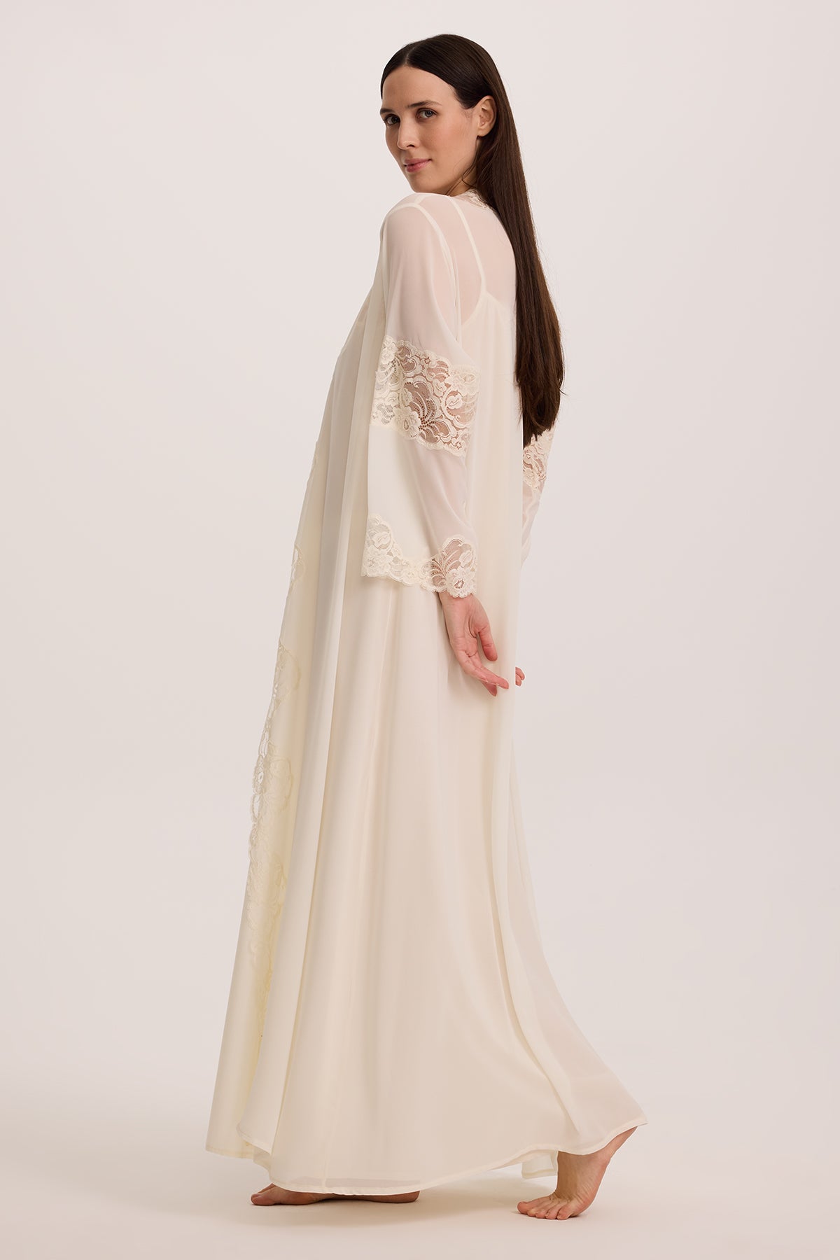 CIELO CREAM IVORY COTTON- VOILE-CHIFFON SET