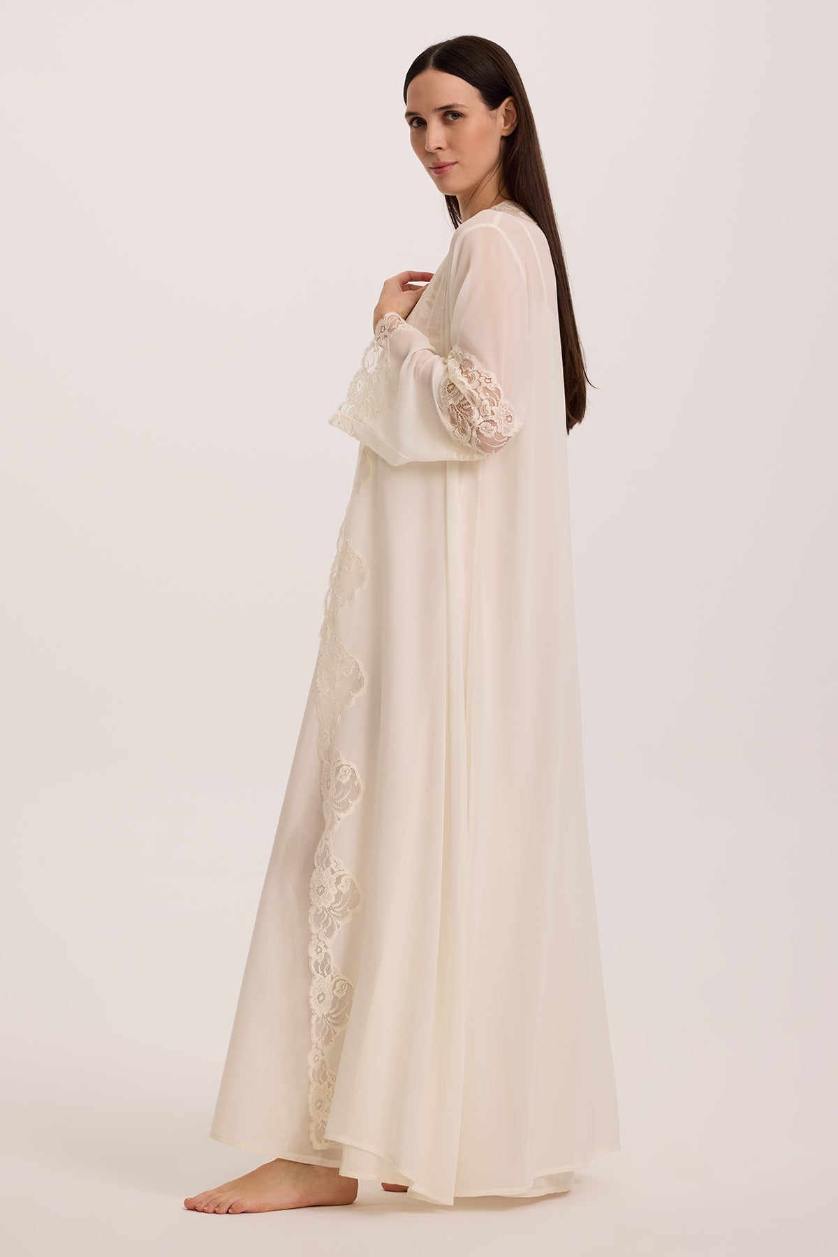 CIELO CREAM IVORY COTTON- VOILE-CHIFFON SET