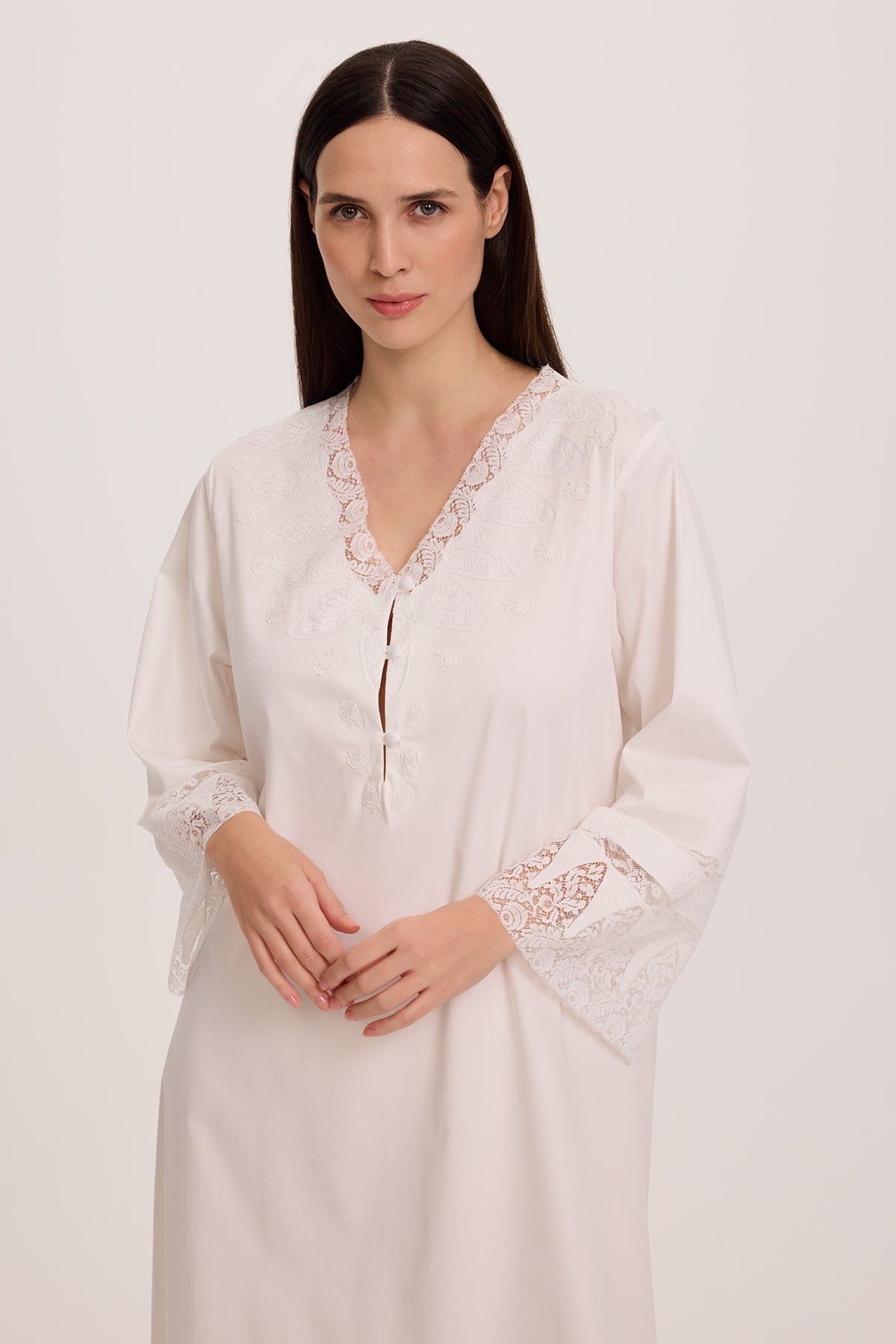 Berthe White Cotton Gown