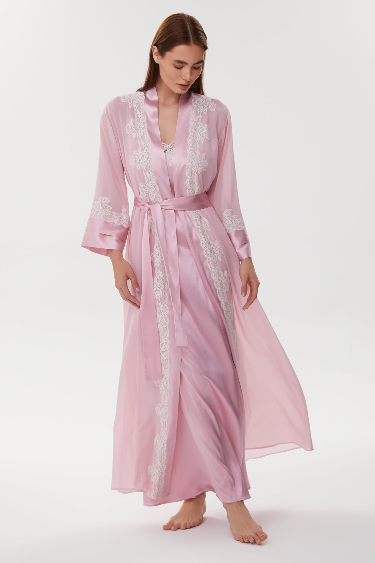 Regina Ballet Pink Pure Silk Nightgown Set