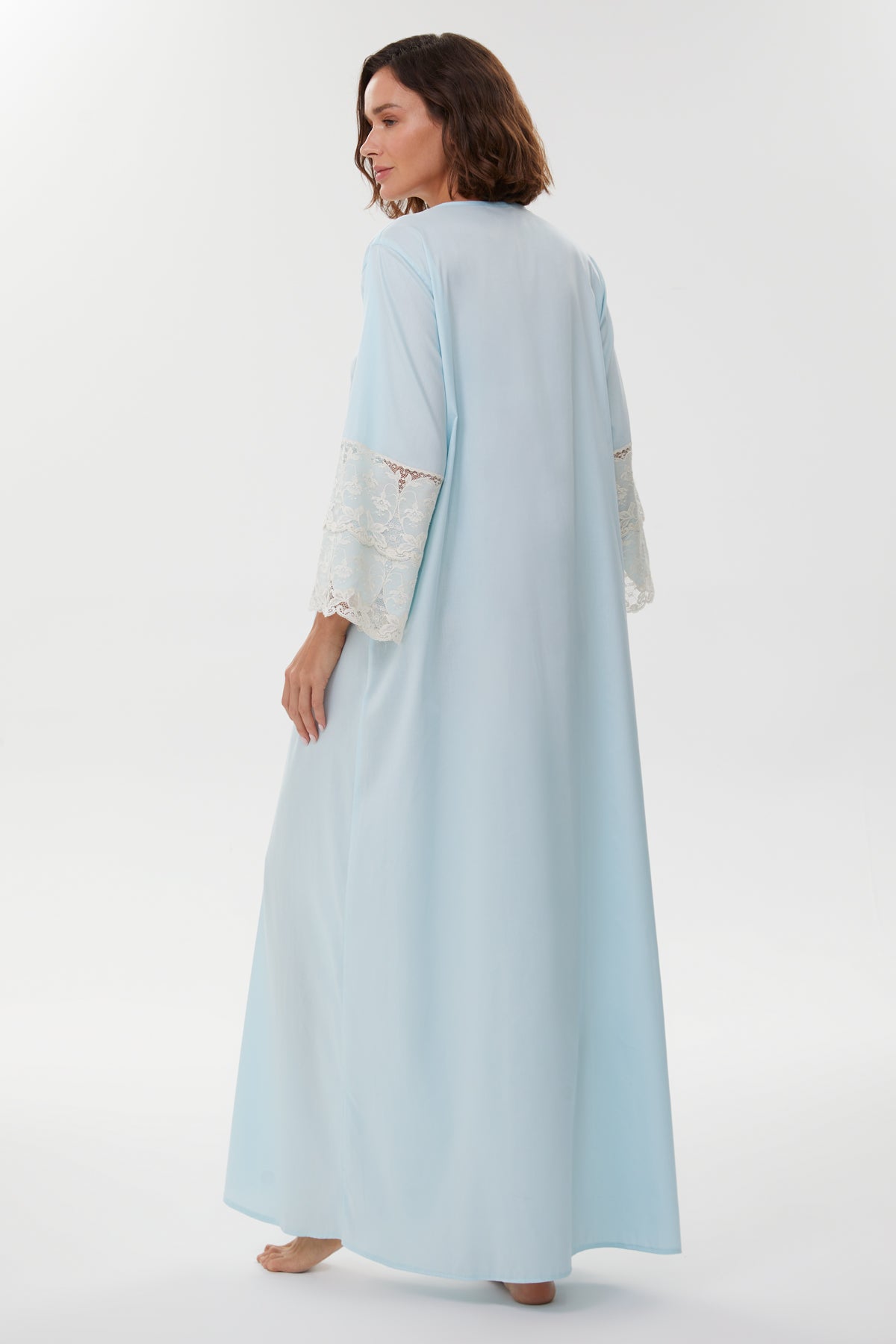 Blanche Powder Blue Cotton Satin Nightgown