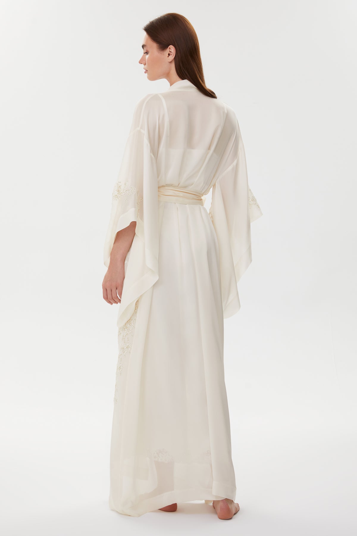 Patricia Soft Ivory Pure Silk Nightgown with Italian Silk Organza Robe
