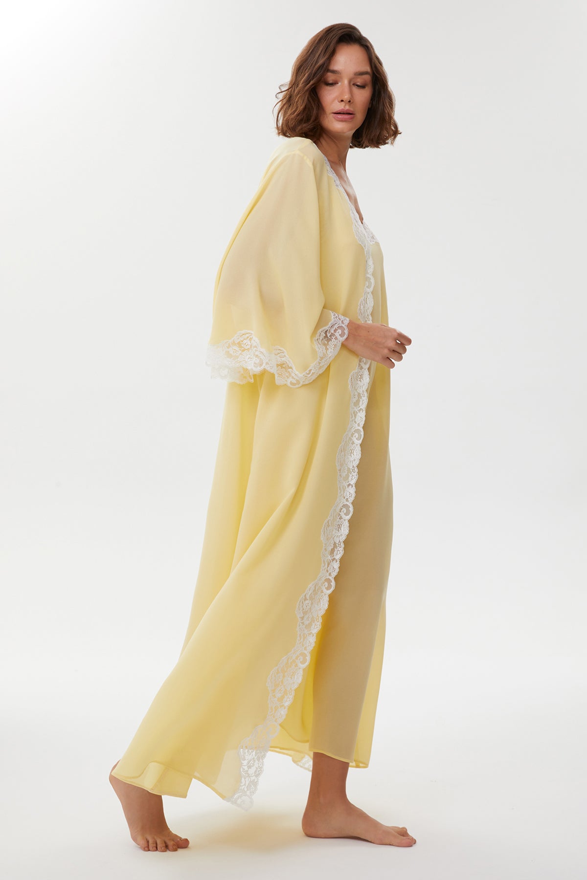 Esta Buttercream Silk Georgette Robe Set