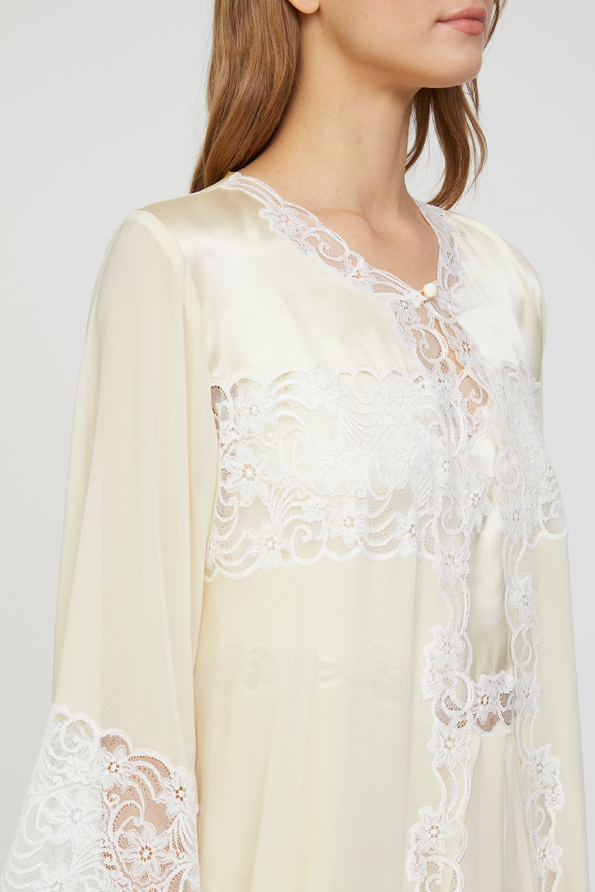 Belinda Soft Buttercream Silk Nightgown & Robe