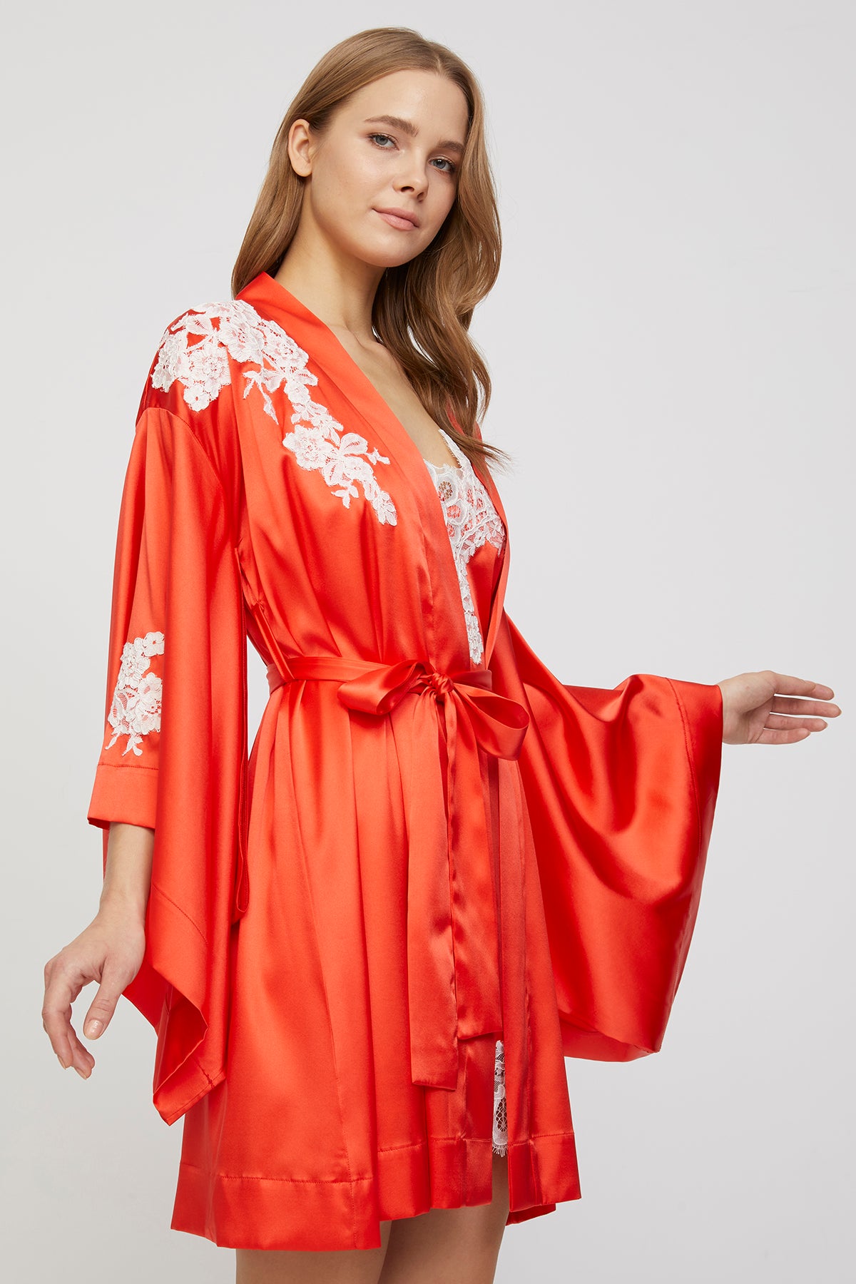 Amore Sunset Coral Pure Silk Camisole Set