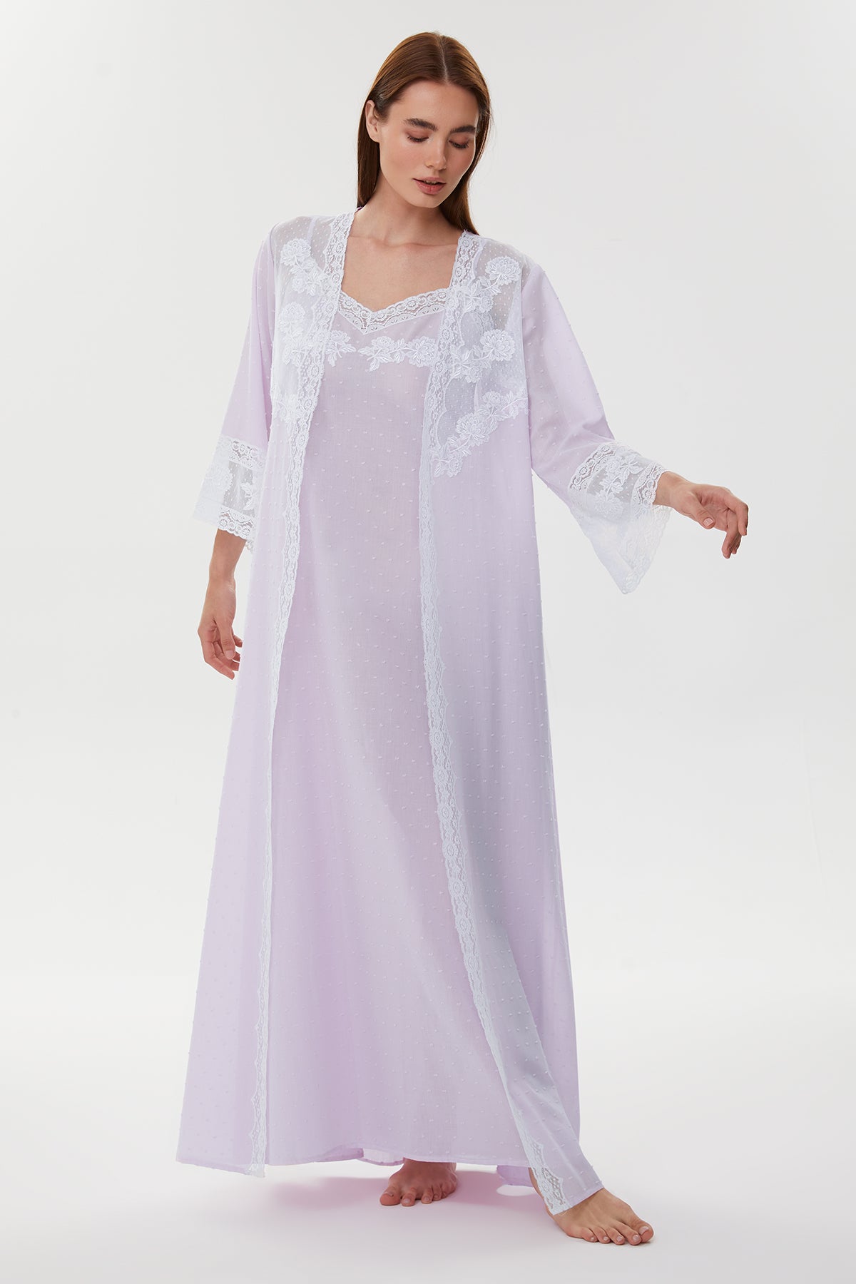 Clarice Cotton Voile Nightgown & Robe Set