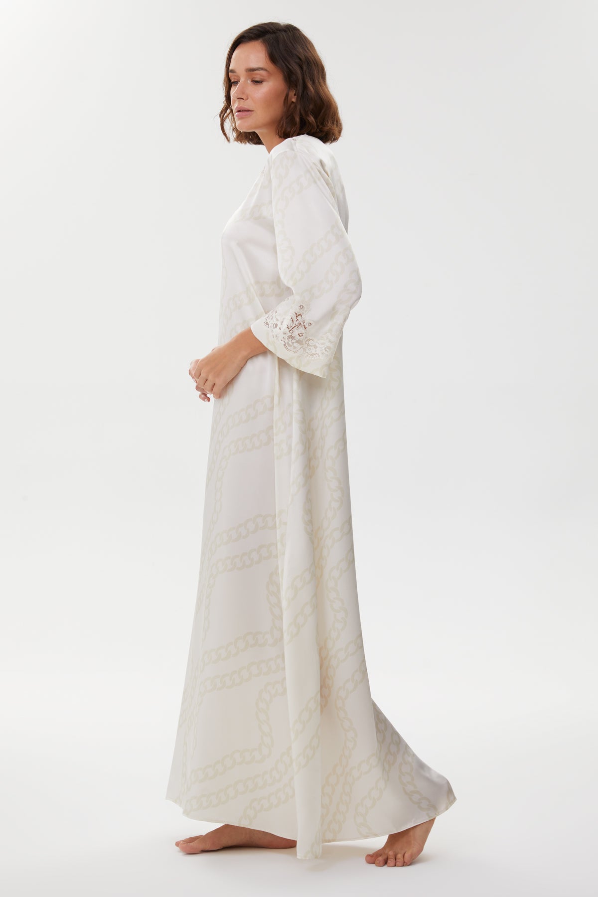 Belda Ivory Chain Silk Nightgown
