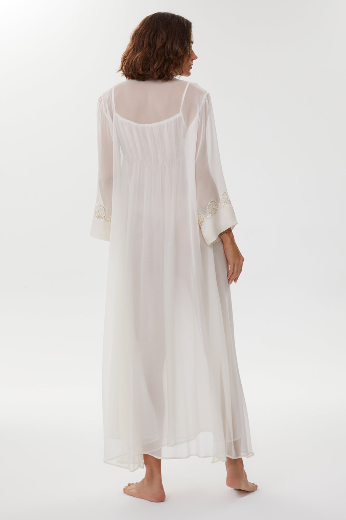 Patricia Soft Ivory Silk Georgette Nightgown & Robe