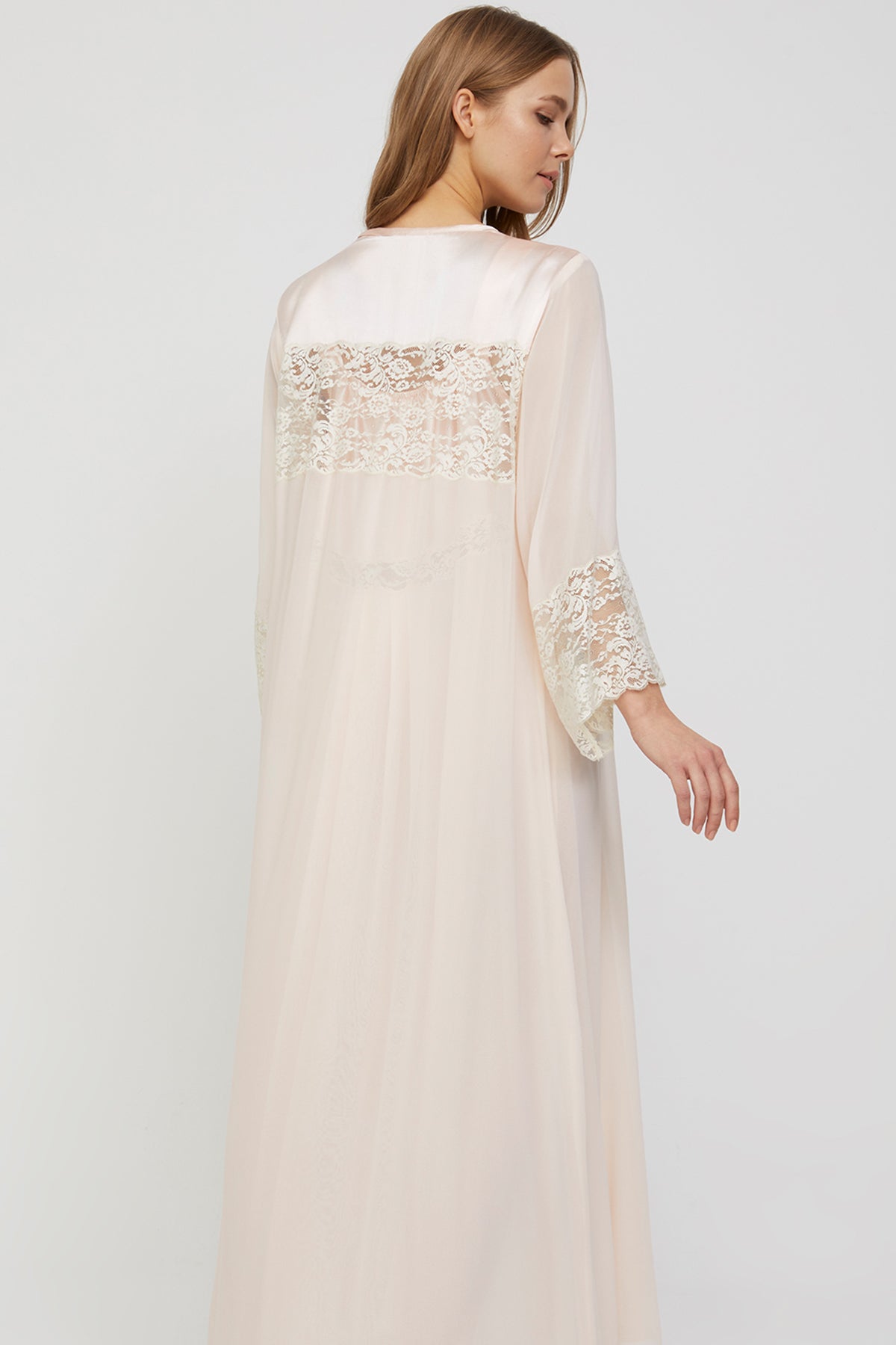 Belinda Blush Ivory Silk Georgette Nightgown & Robe
