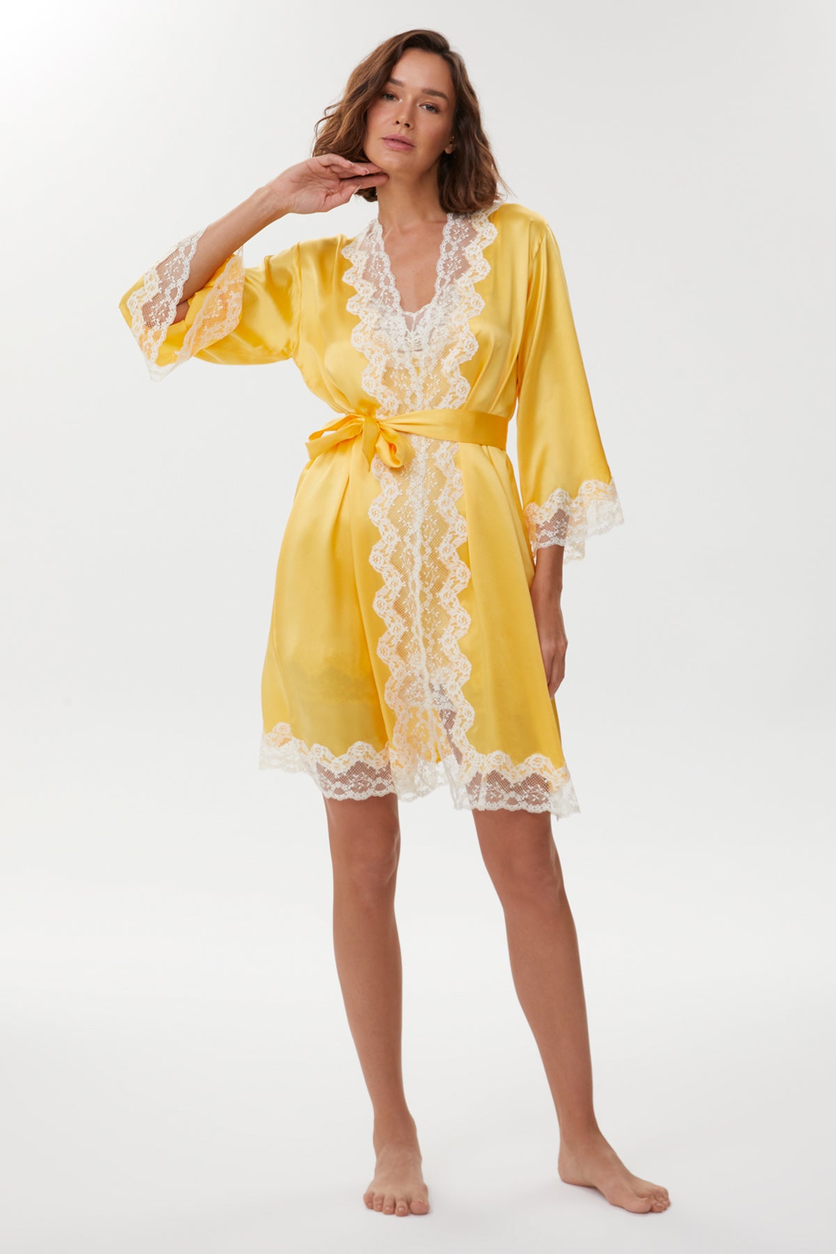 Alise Golden Butter Pure Silk Nightie with Robe