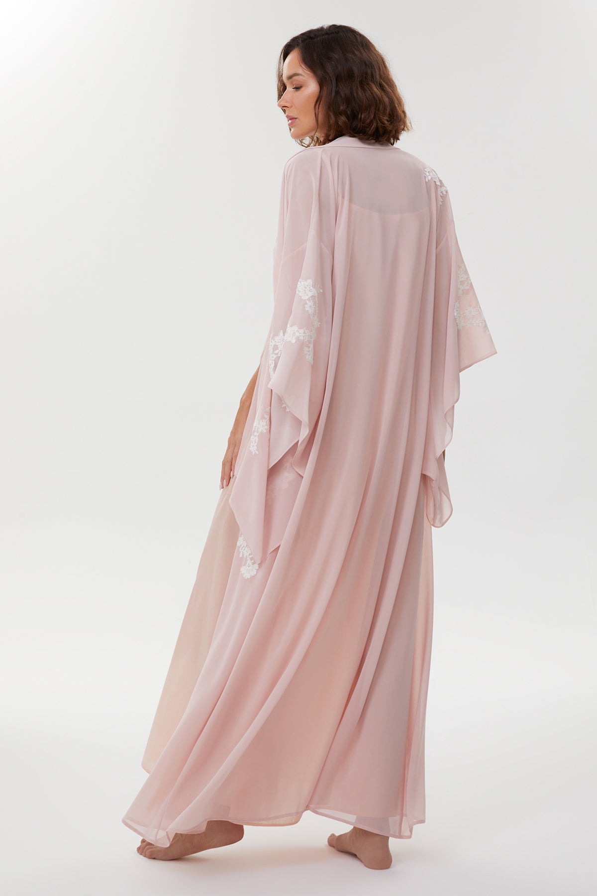 Abella Powder Pink Cotton Voile Nightgown & Chiffon Robe
