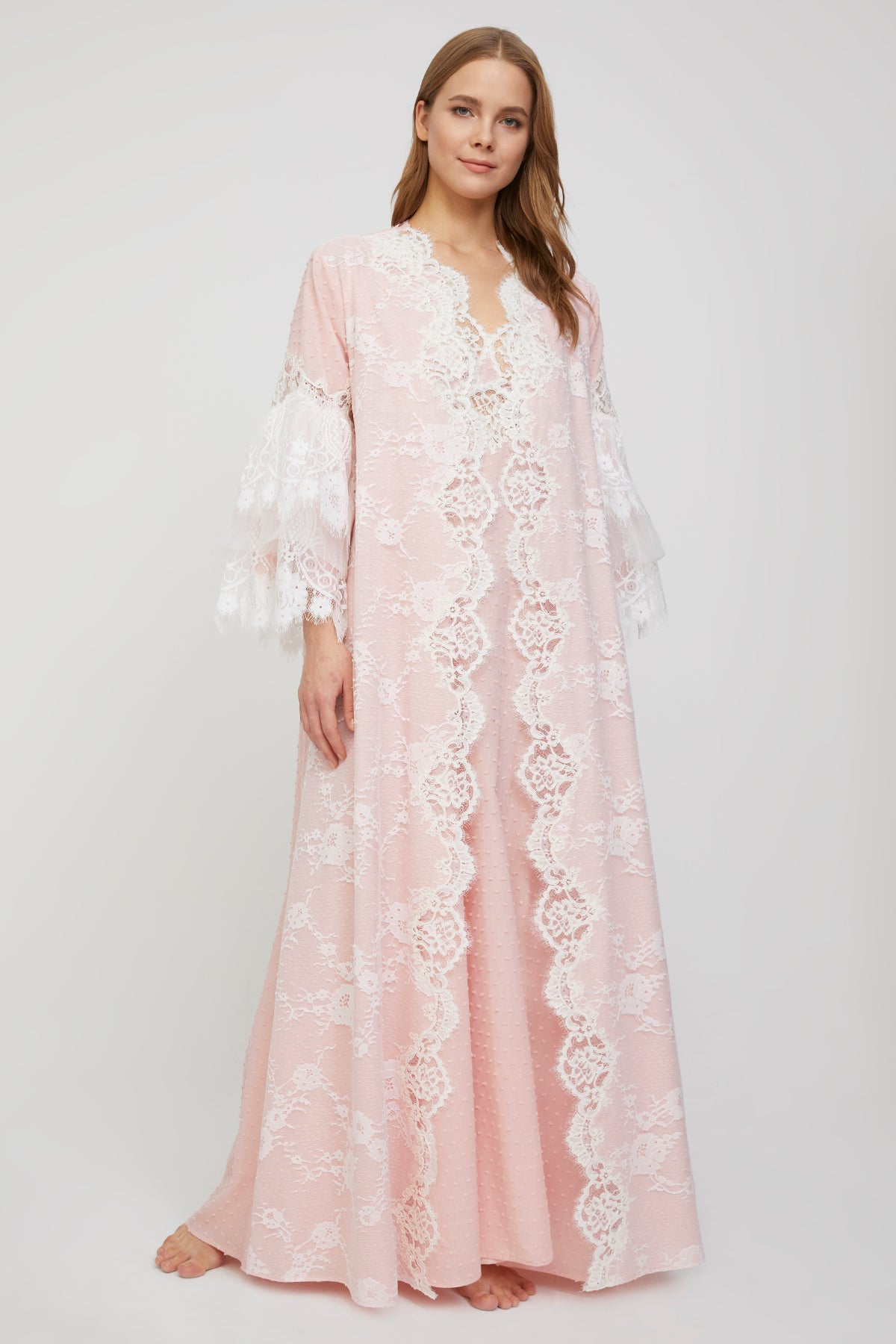 Estee Soft Pink Dotted Nightgown and Robe