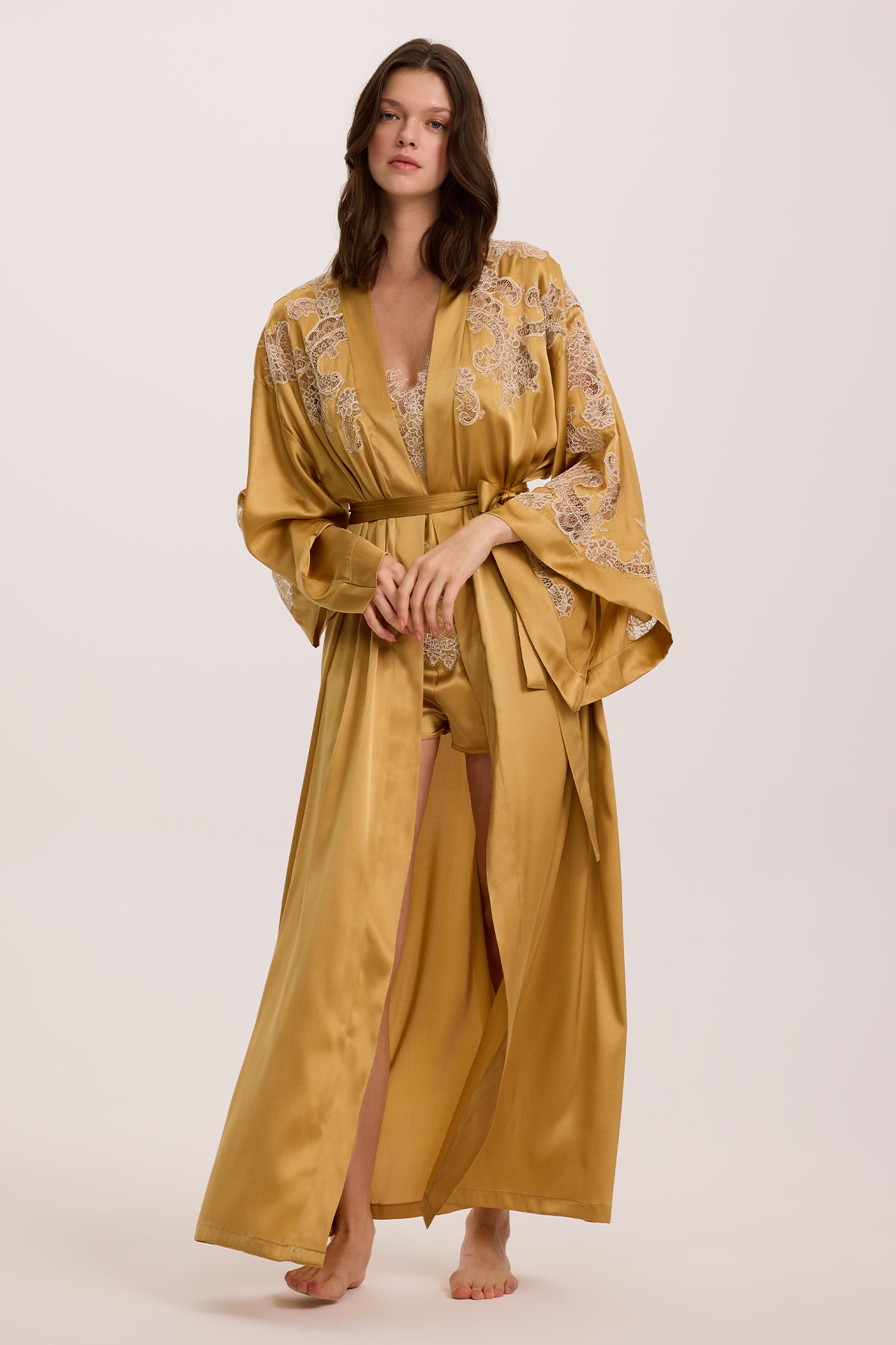 Aurelian Silk Camisole&Shorts and Long Robe 