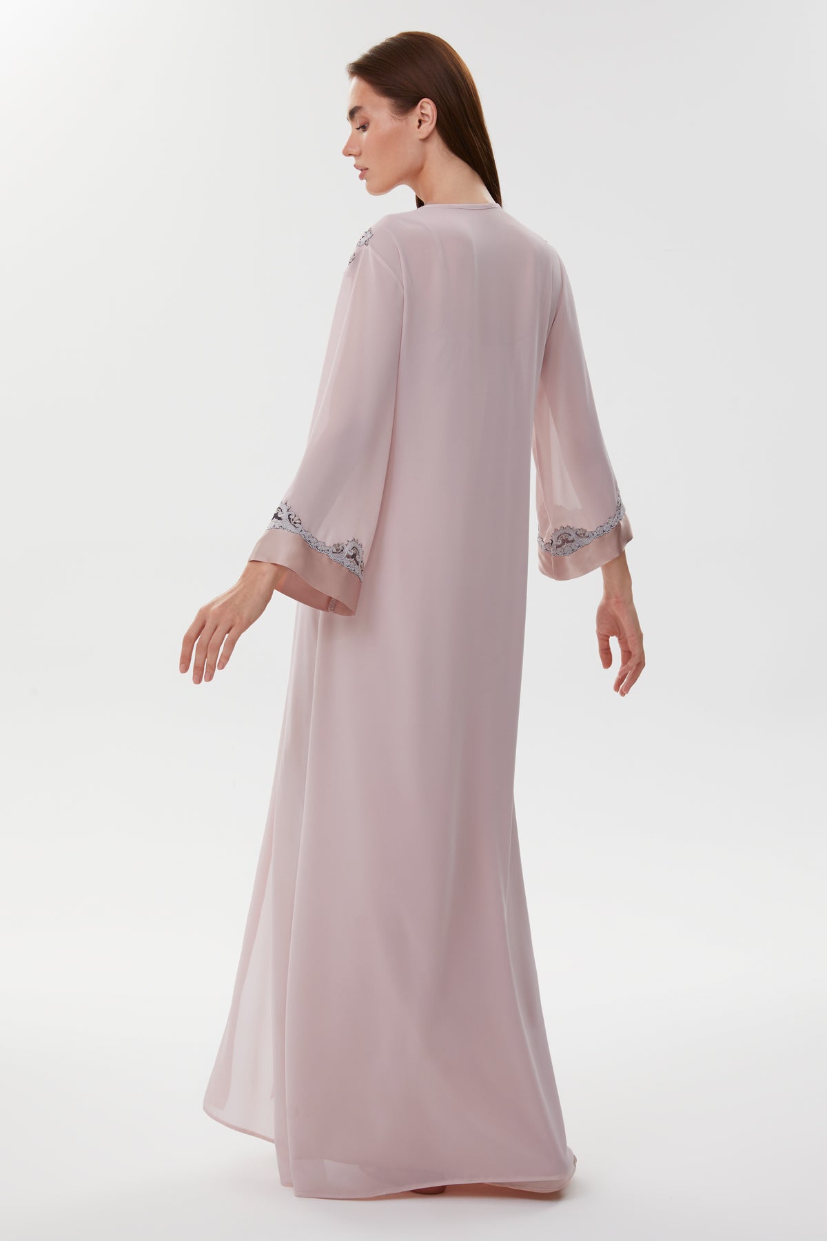 Belinda Dusty Blush Silk Nightgown & Crepe Chiffon Robe