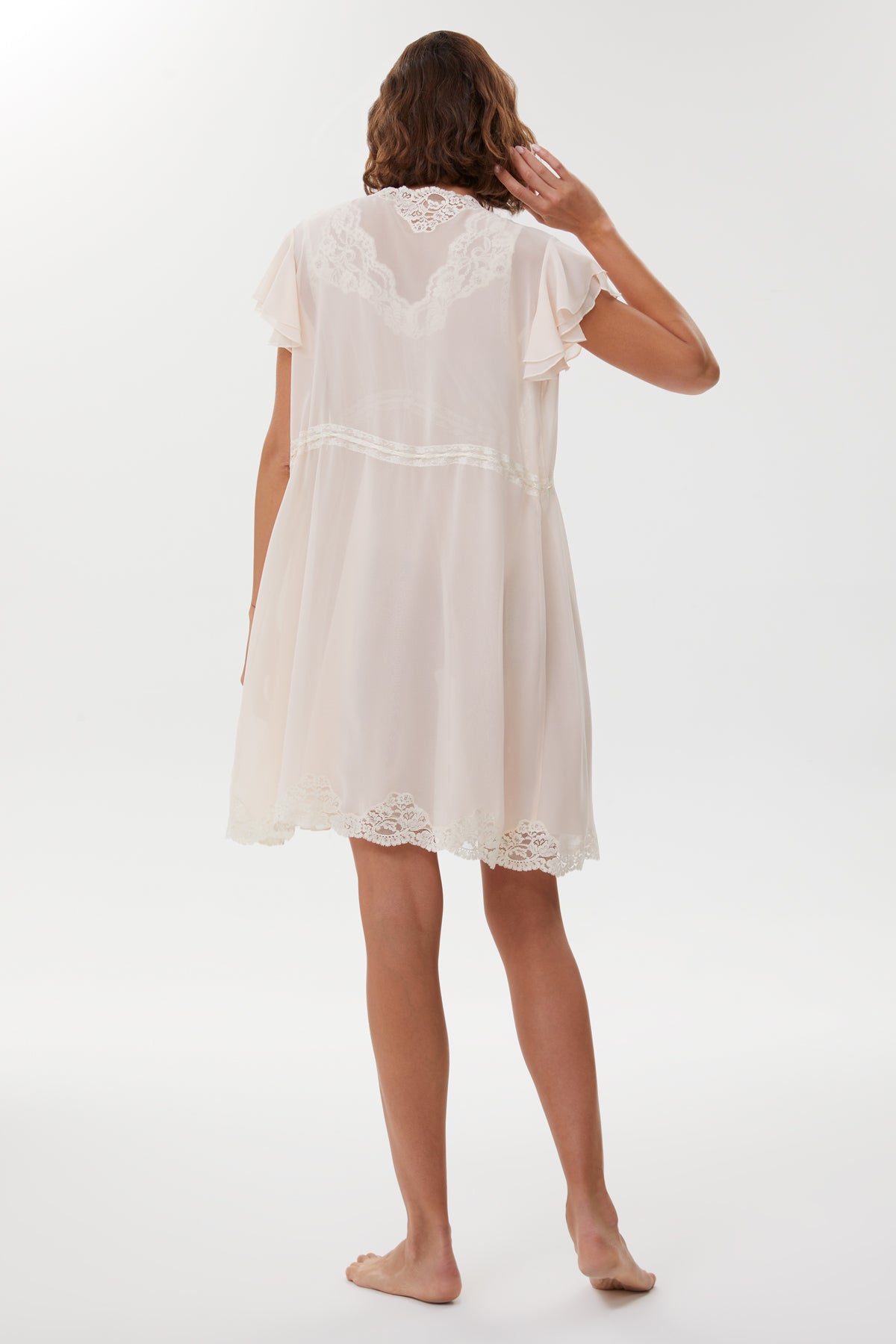 Carol Blush Ivory Silk Georgette Bridal Nightgown & Robe