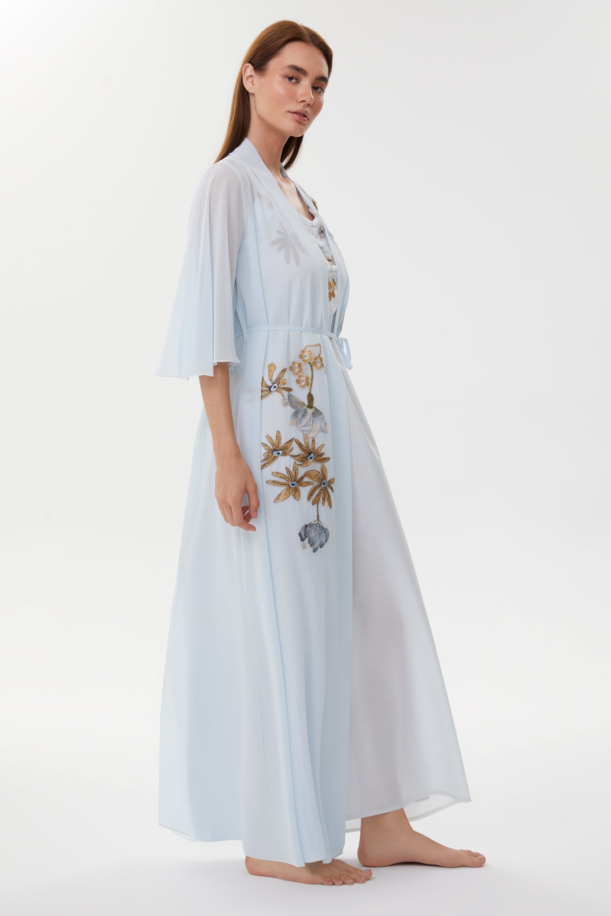 Allison Powder Blue Maternity Nightgown & Chiffon Robe